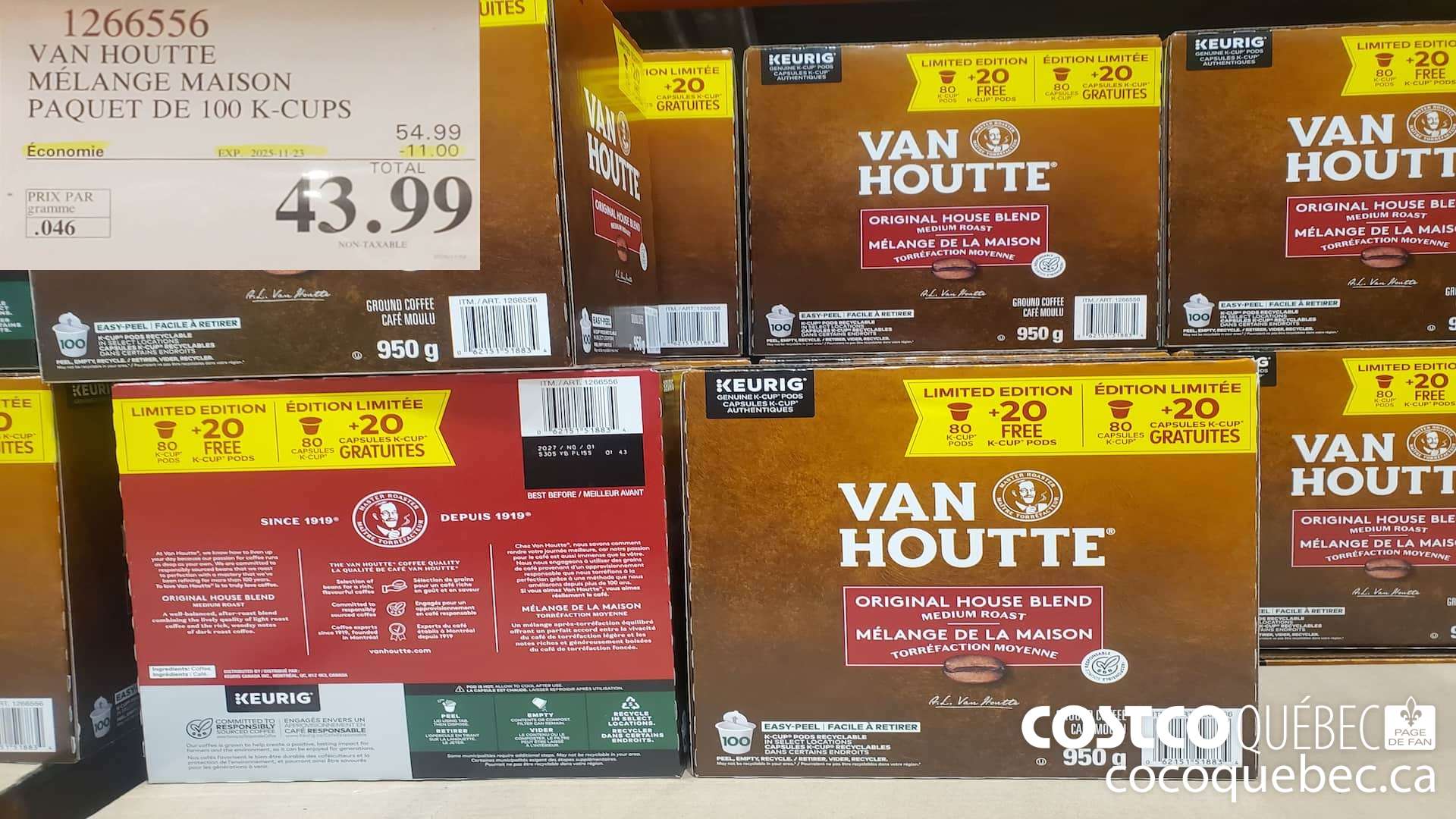 1266556 VAN HOUTTE MELANGE MAISON PAQUET DE 100 K-CUPS ($11.00 INSTANT SAVINGS EXPIRES ON 2025-11-23) $43.99
