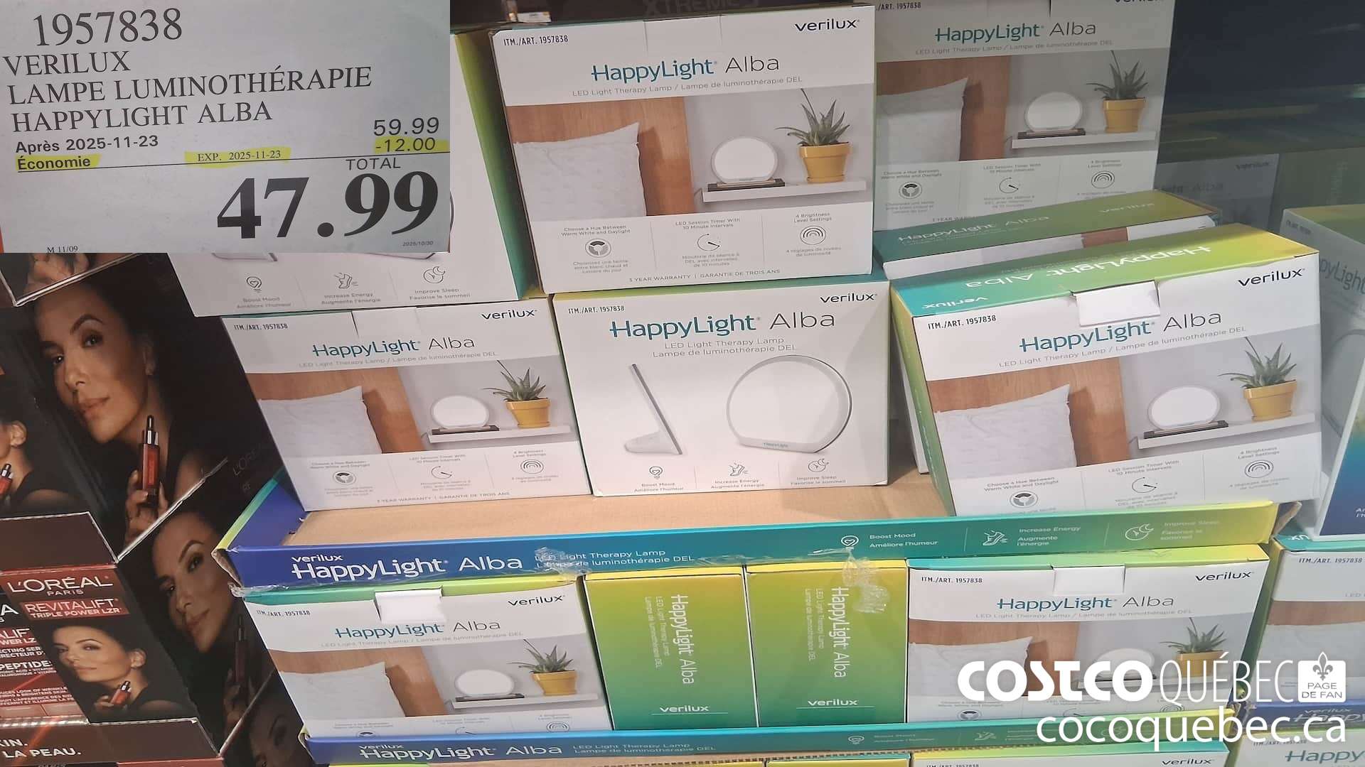 1957838 VERILUX LAMPE LUMINOTHERAPIE HAPPY LIGHT ALBA ($12.00 INSTANT SAVINGS EXPIRES ON 2025-11-23) $47.99