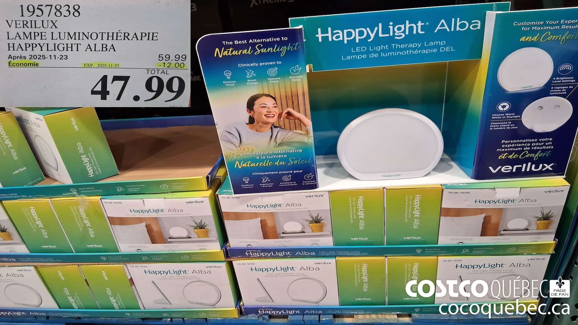 1957838 VERILUX LAMPE LUMINOTHERAPIE HAPPY LIGHT ALBA ($12.00 INSTANT SAVINGS EXPIRES ON 2025-11-23) $47.99