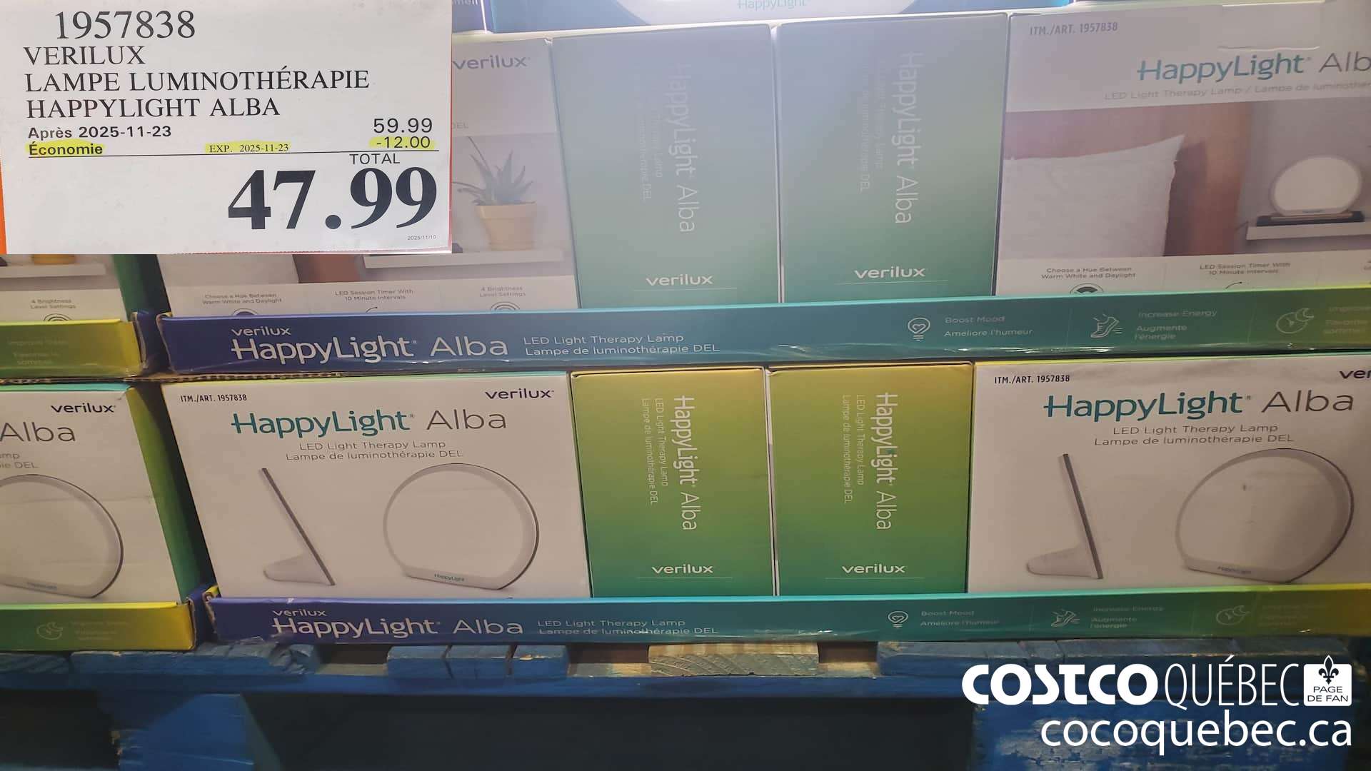 1957838 VERILUX LAMPE LUMINOTHERAPIE HAPPY LIGHT ALBA ($12.00 INSTANT SAVINGS EXPIRES ON 2025-11-23) $47.99