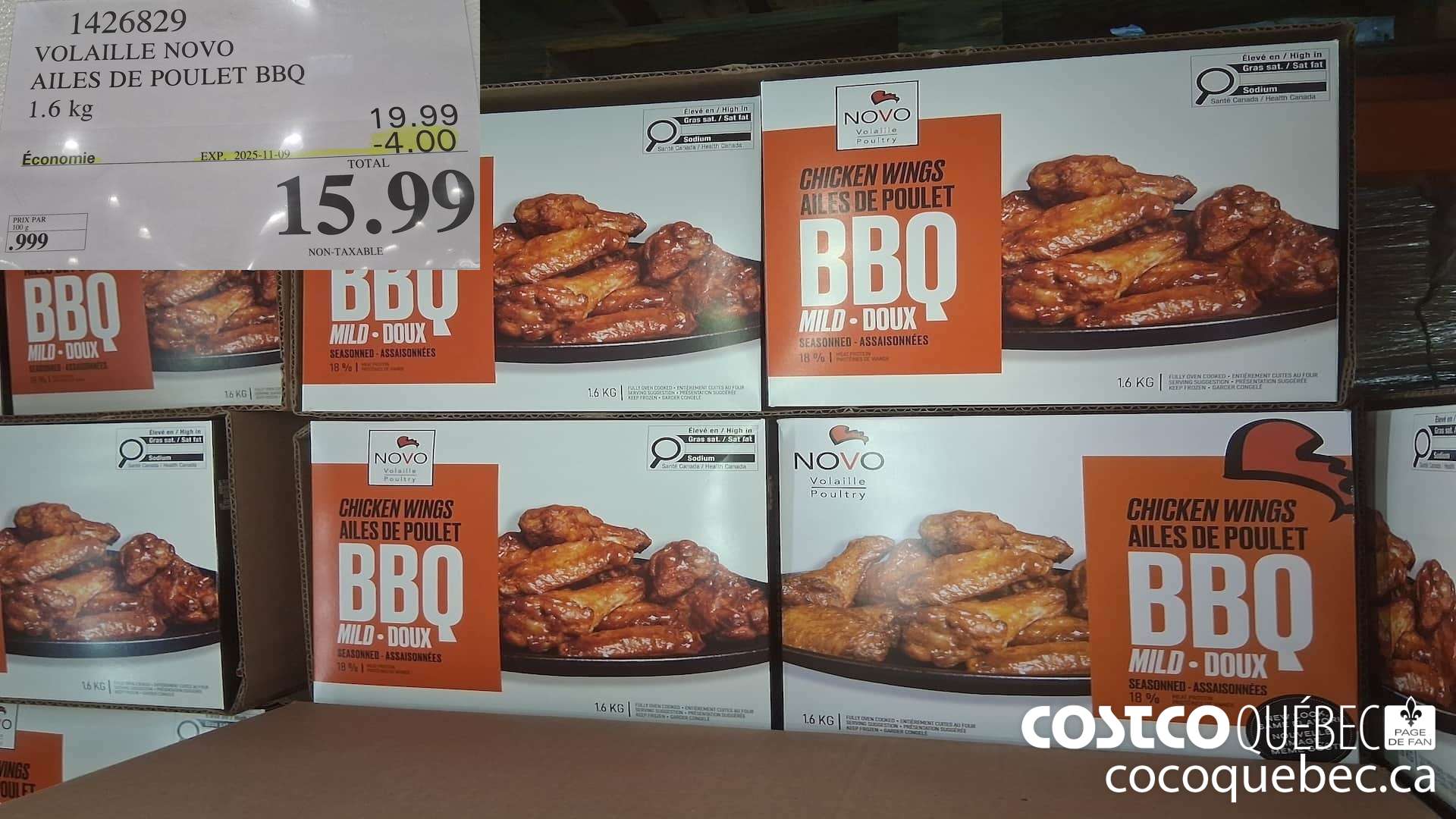 1426829 VOLAILE NOVO AILES DE POULET BBQ 1.6 kg  ($4.00 INSTANT SAVINGS EXPIRES ON 2025-11-09) $15.99