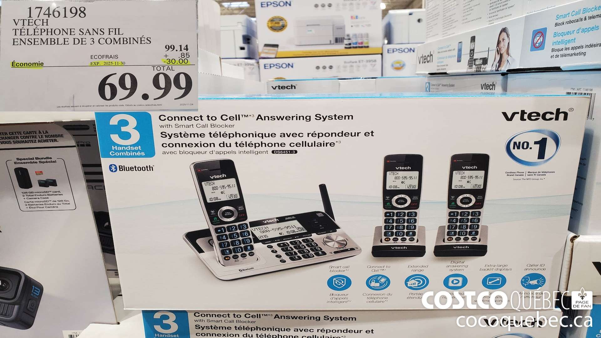 1746198 VTECH TELEPHONE SANS FIL ENSEMBLE DE 3 COMBINES ($30.00 INSTANT SAVINGS EXPIRES ON 2025-11-30) $69.99