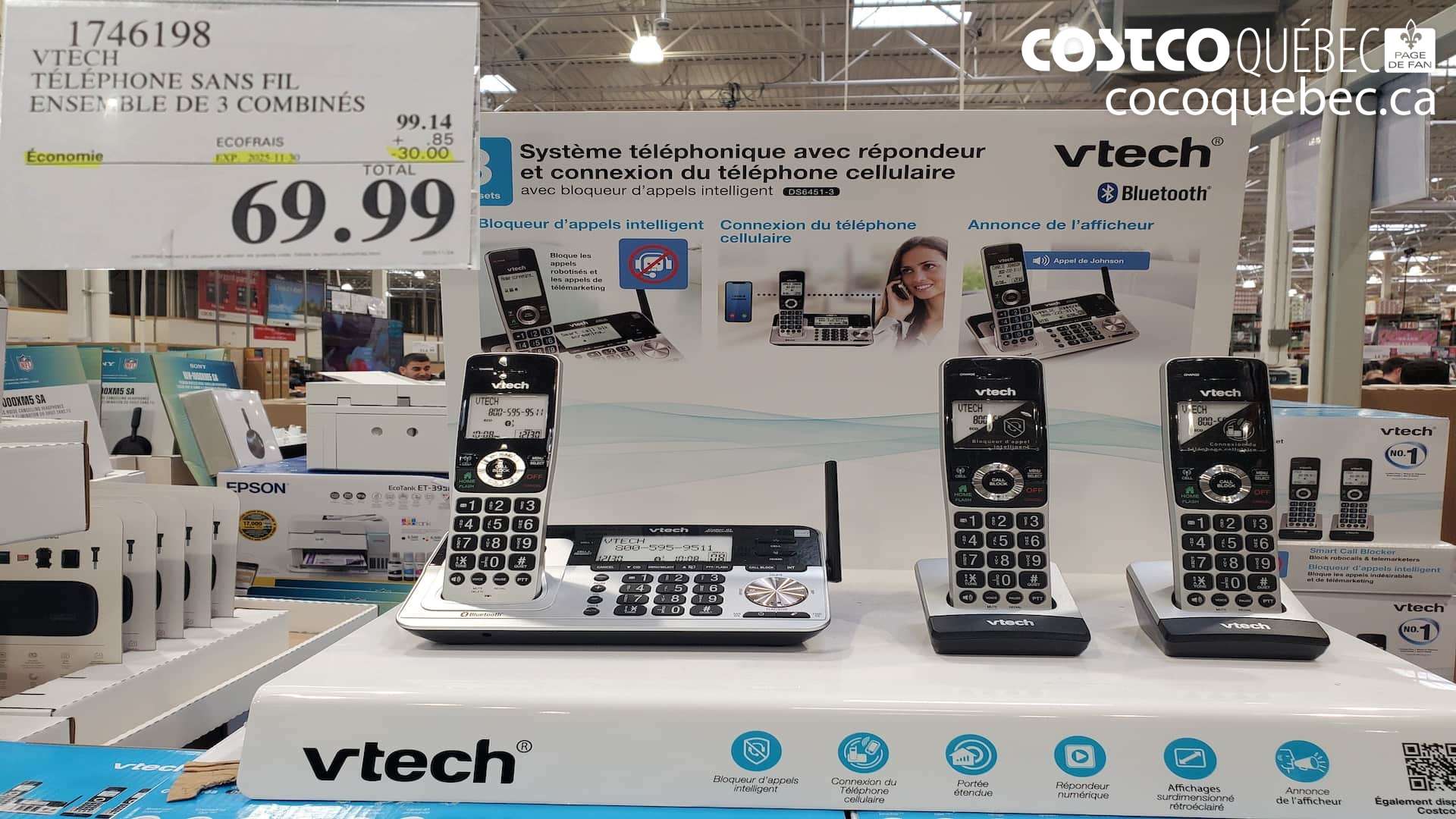 1746198 VTECH TELEPHONE SANS FIL ENSEMBLE DE 3 COMBINES ($30.00 INSTANT SAVINGS EXPIRES ON 2025-11-30) $69.99