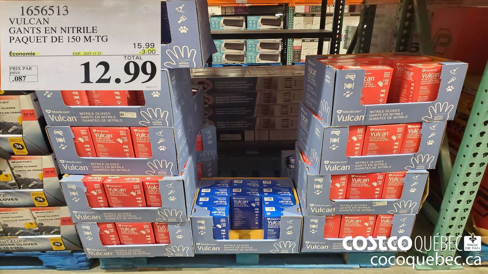 1656513 VULCAN GANTS EN NITRILE PAQUET DE 150 M-TG  ($3.00 INSTANT SAVINGS EXPIRES ON 2025-11-23) $12.99