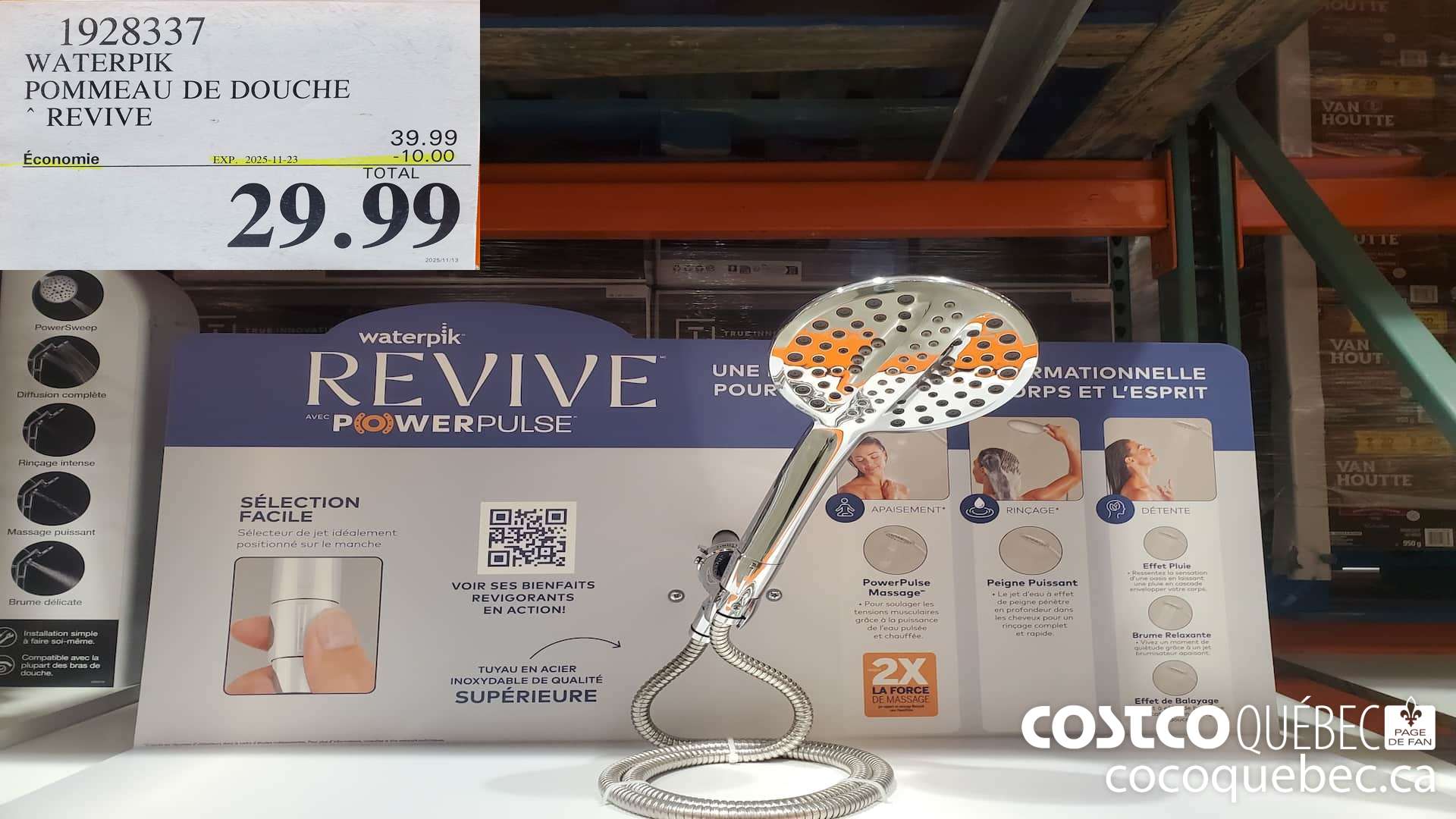 1928337 WATERPIK POMMEAU DE DOUCHE REVIVE 29.99 ($10.00 INSTANT SAVINGS EXPIRES ON 2025-11-23)