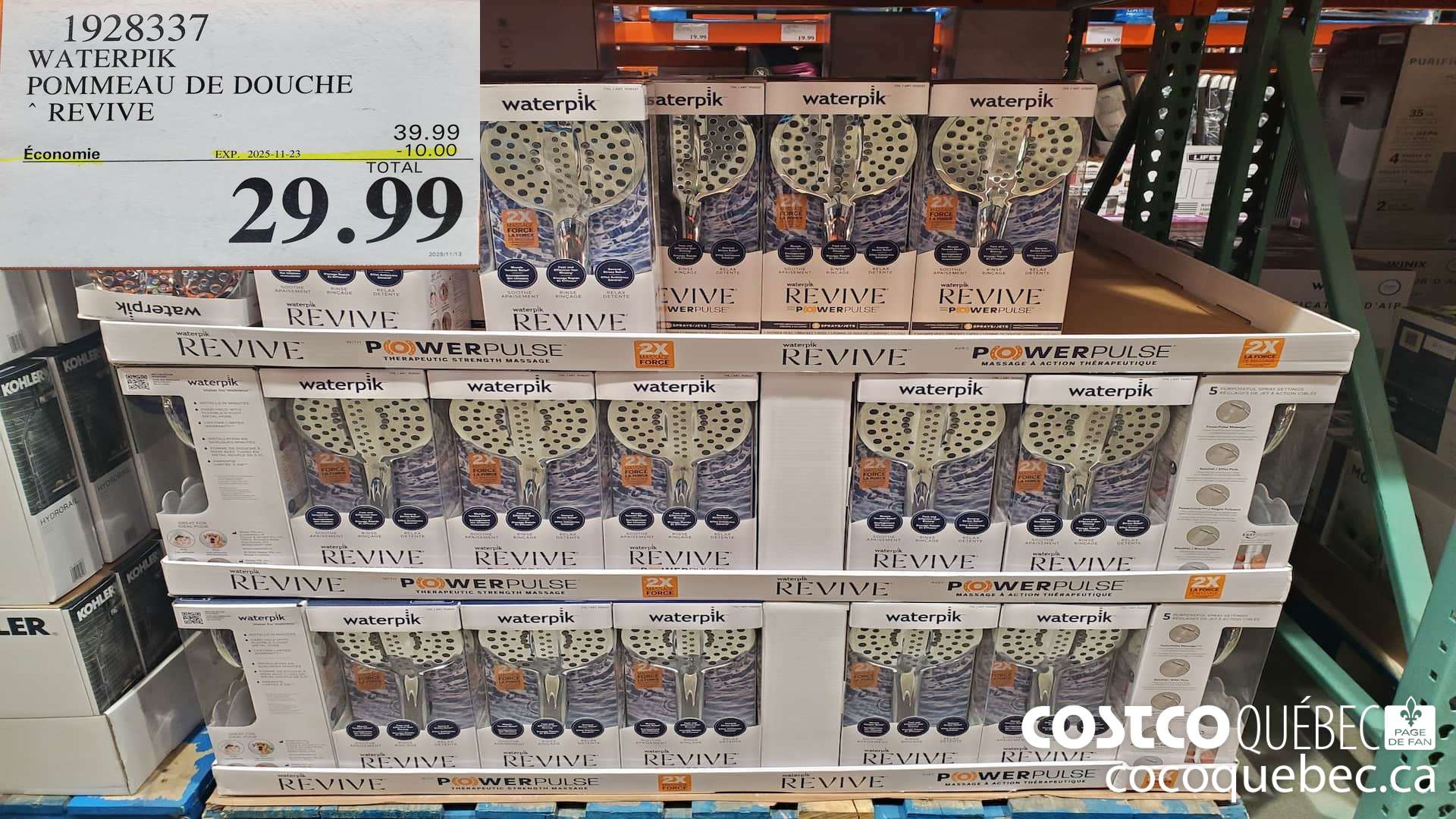 1928337 WATERPIK POMMEAU DE DOUCHE REVIVE 29.99 ($10.00 INSTANT SAVINGS EXPIRES ON 2025-11-23) $29.99