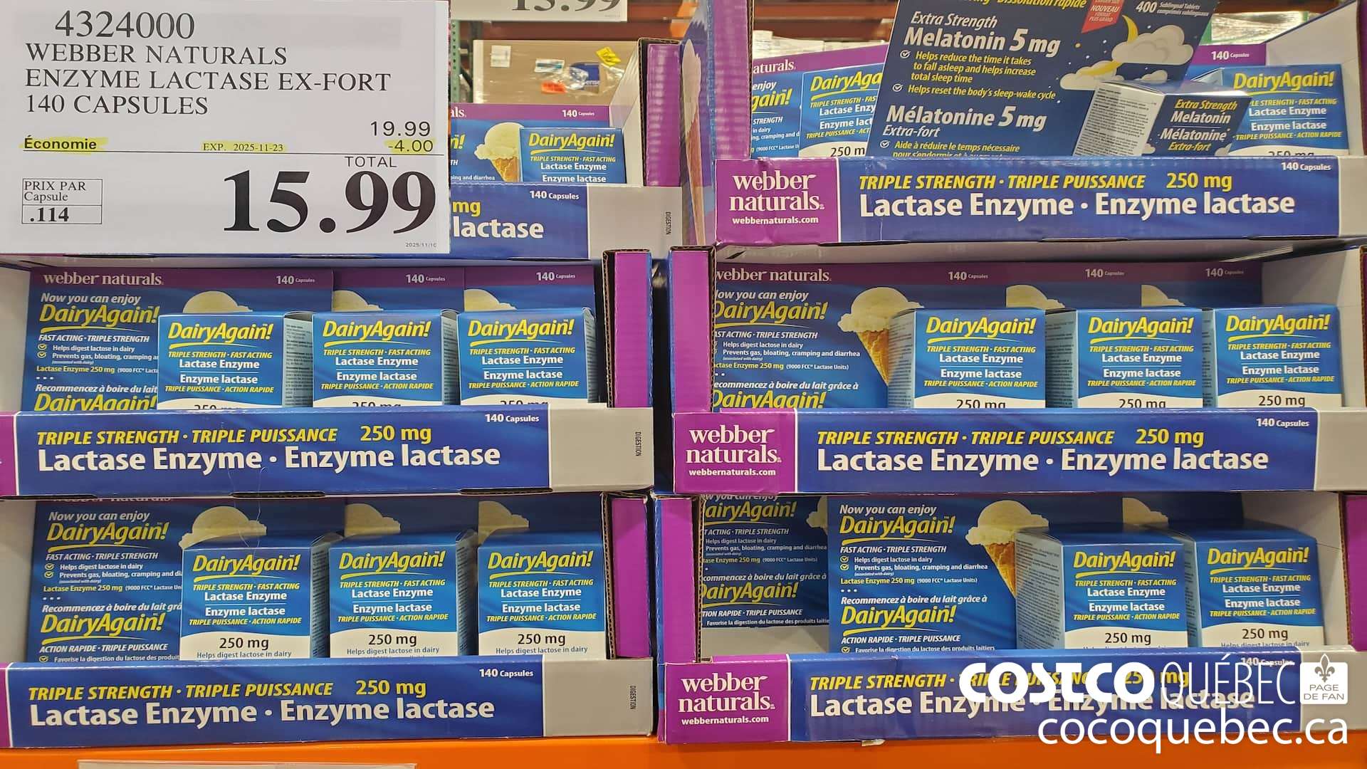 4324000 WEBBER NATURALS ENZYME LACTASE EX-FORT 140 CAPSULES ($4.00 INSTANT SAVINGS EXPIRES ON 2025-11-23) $15.99