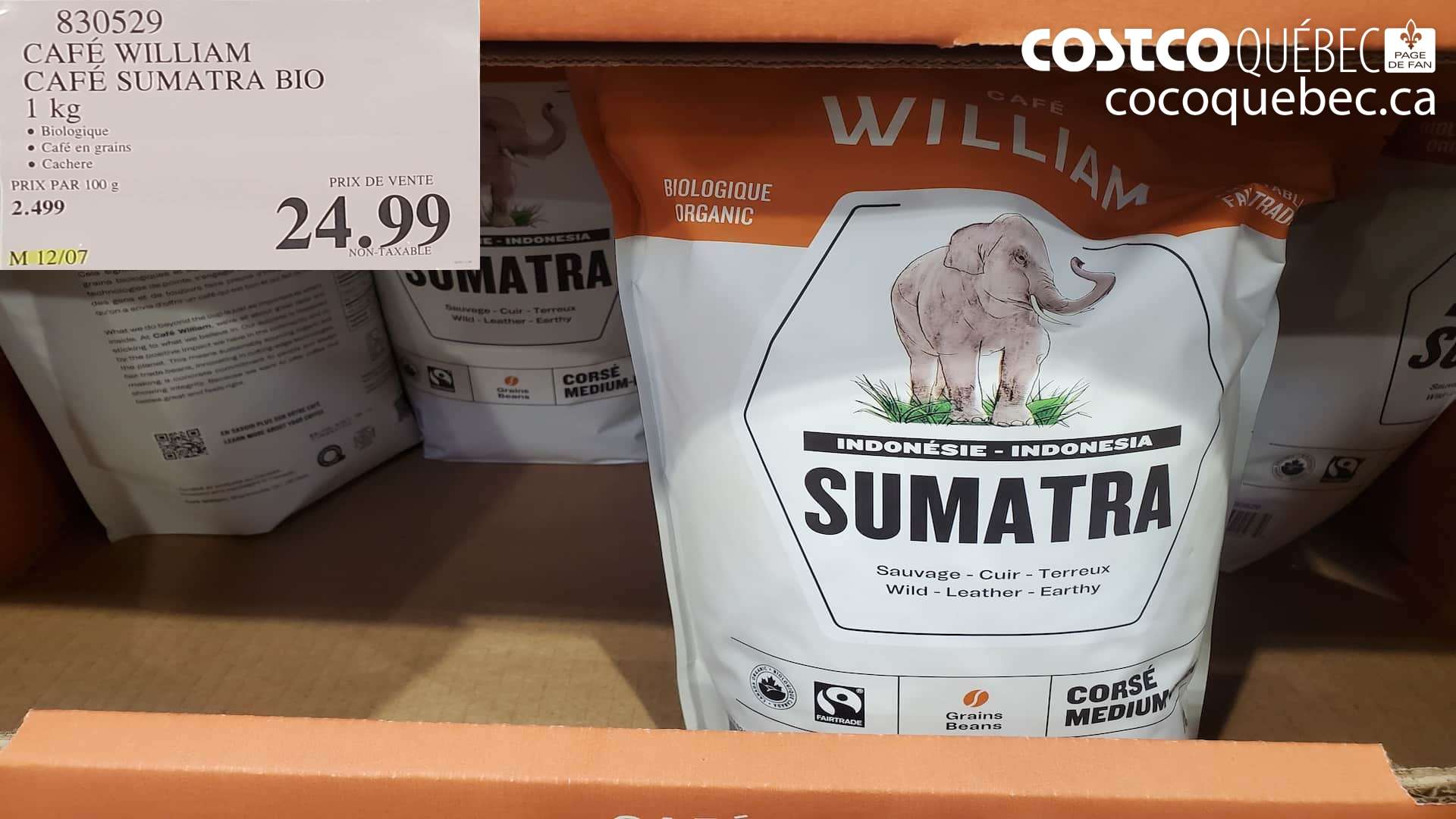830529 WILLIAM SPARTIVENTO CAFE SUMATRA BIO  $24.99