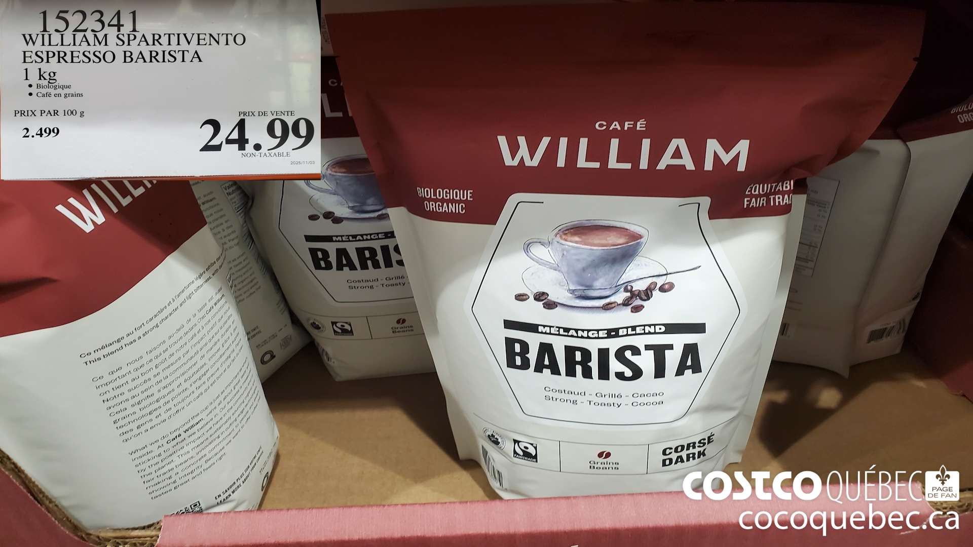 152341 WILLIAM SPARTIVENTO ESPRESSO BARISTA 1 kg $24.99