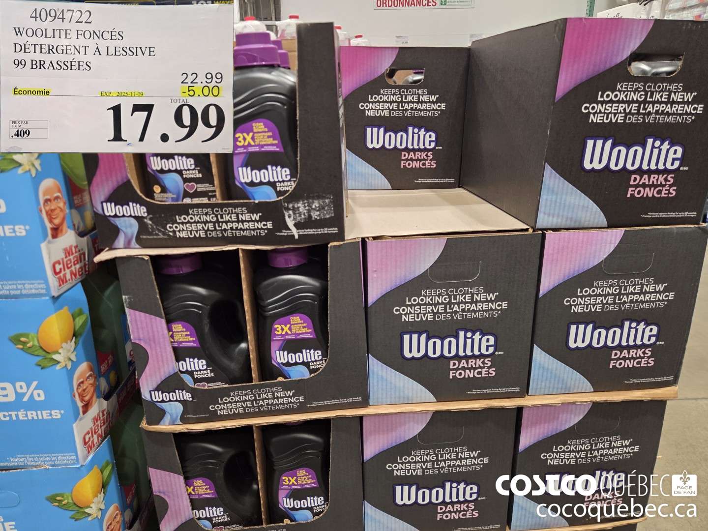 4094722 WOOLITE FONCES DETERGENT A LESSIVE 99 brassées  ($5.00 INSTANT SAVINGS EXPIRES ON 2025-11-09) $17.99