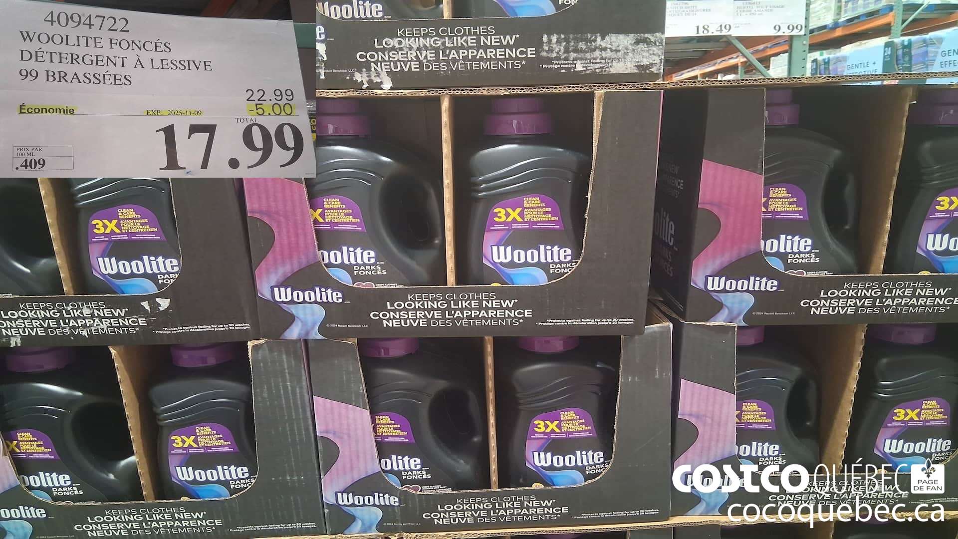 4094722 WOOLITE FONCES DETERGENT A LESSIVE 99 brassées  ($5.00 INSTANT SAVINGS EXPIRES ON 2025-11-09) $17.99