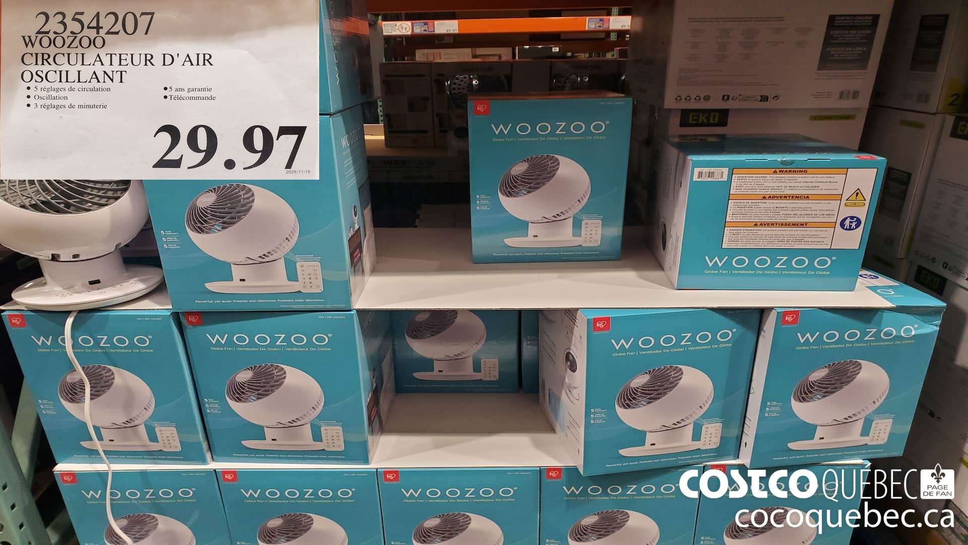 2354207 WOOZOO CIRCULATEUR D'AIR OSCILLANT $29.97