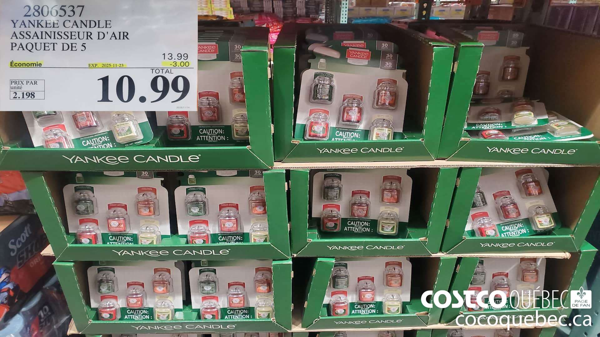 2806537 YANKEE CANDLE ASSAINISSEUR D'AIR PAQUET DE 5  ($3.00 INSTANT SAVINGS EXPIRES ON 2025-11-23) $10.99