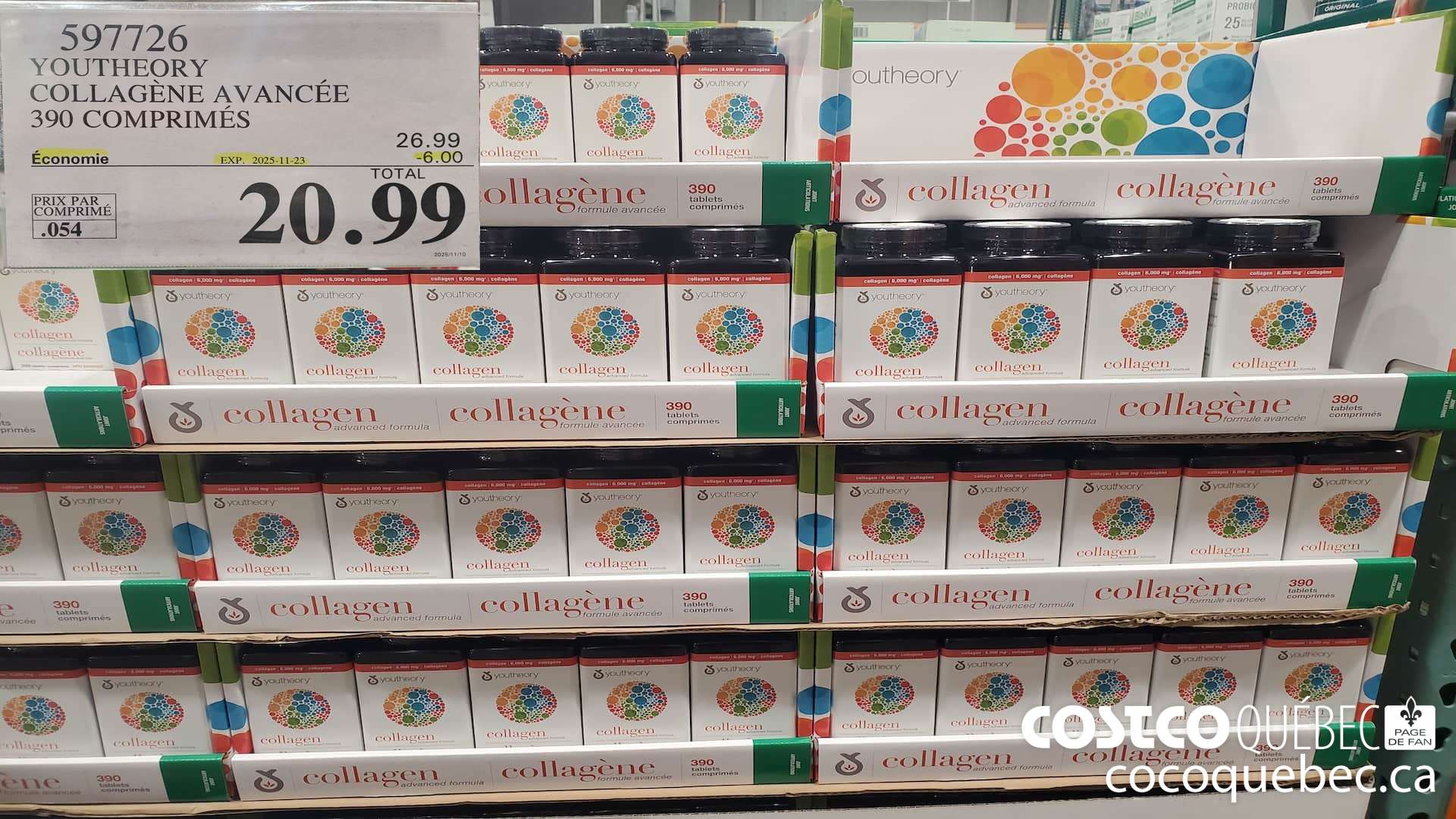 597726 YOUTHEORY COLLAGENE AVANCEE 390 COMPRIMES ($6.00 INSTANT SAVINGS EXPIRES ON 2025-11-23) $20.99