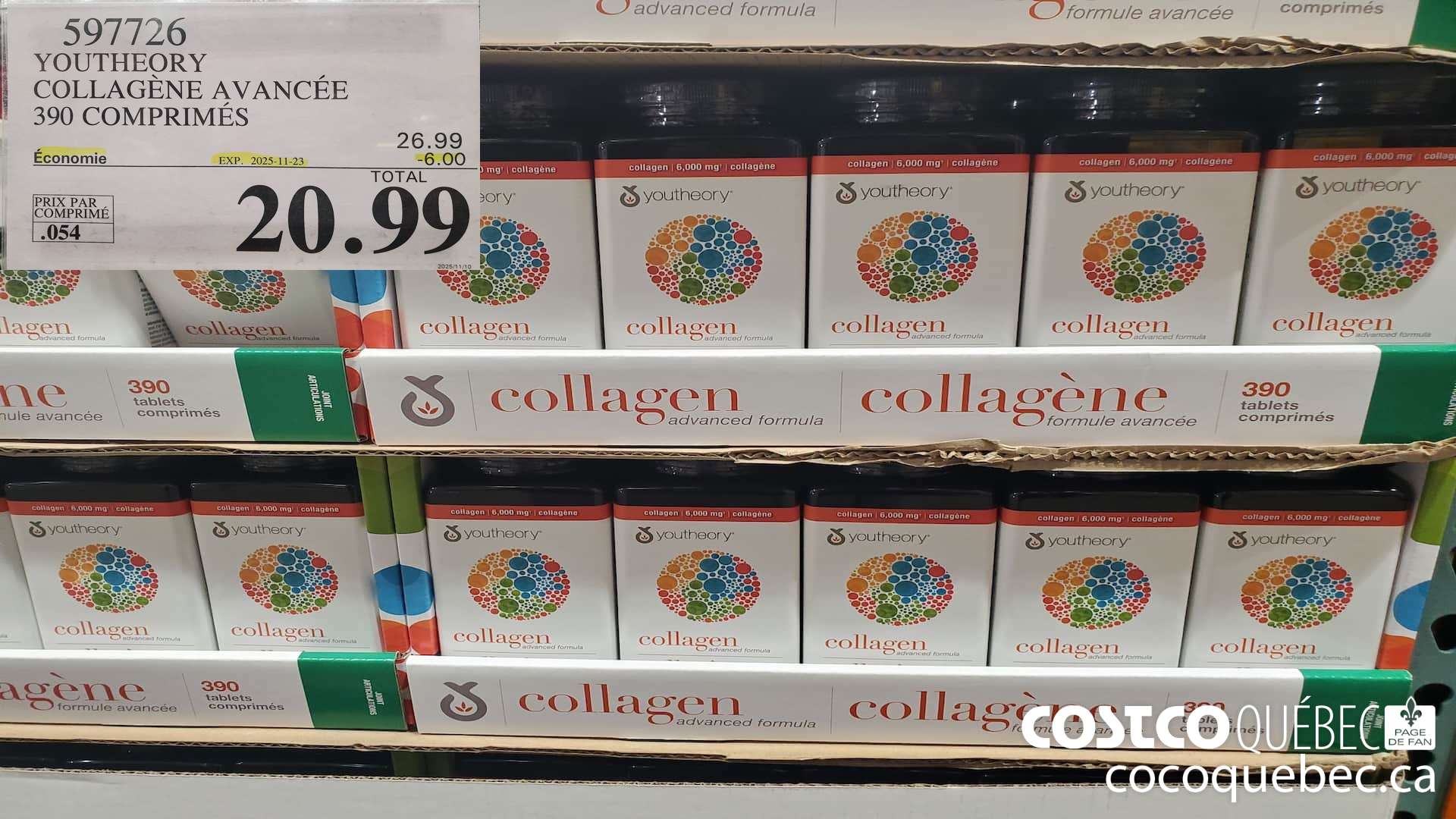 597726 YOUTHEORY COLLAGENE AVANCEE 390 COMPRIMES ($6.00 INSTANT SAVINGS EXPIRES ON 2025-11-23) $20.99