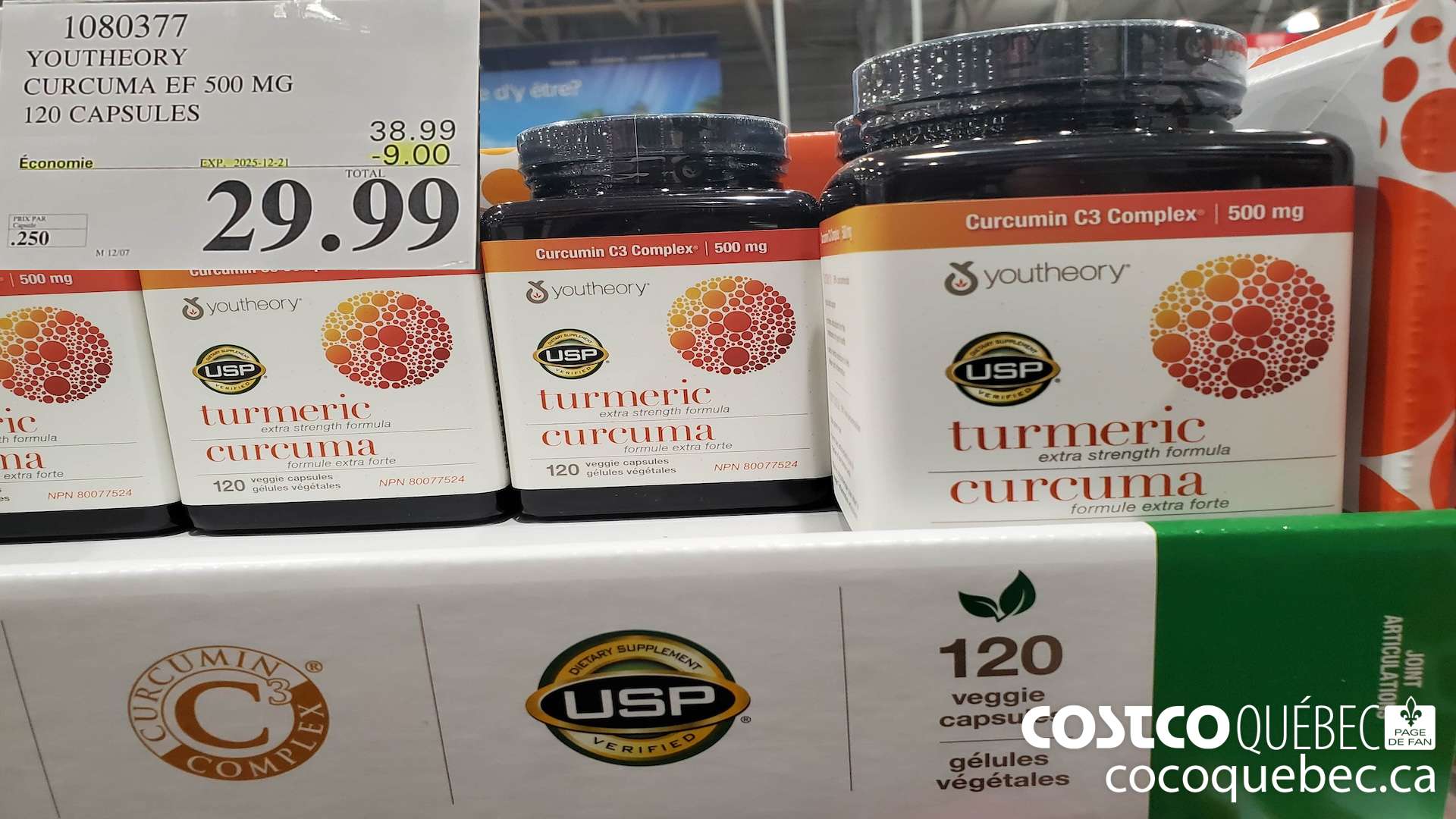1080377 YOUTHEORY CURCUMA EF 120 GELULES VEGETALES ($9.00 INSTANT SAVINGS EXPIRES ON 2025-12-21) $29.99