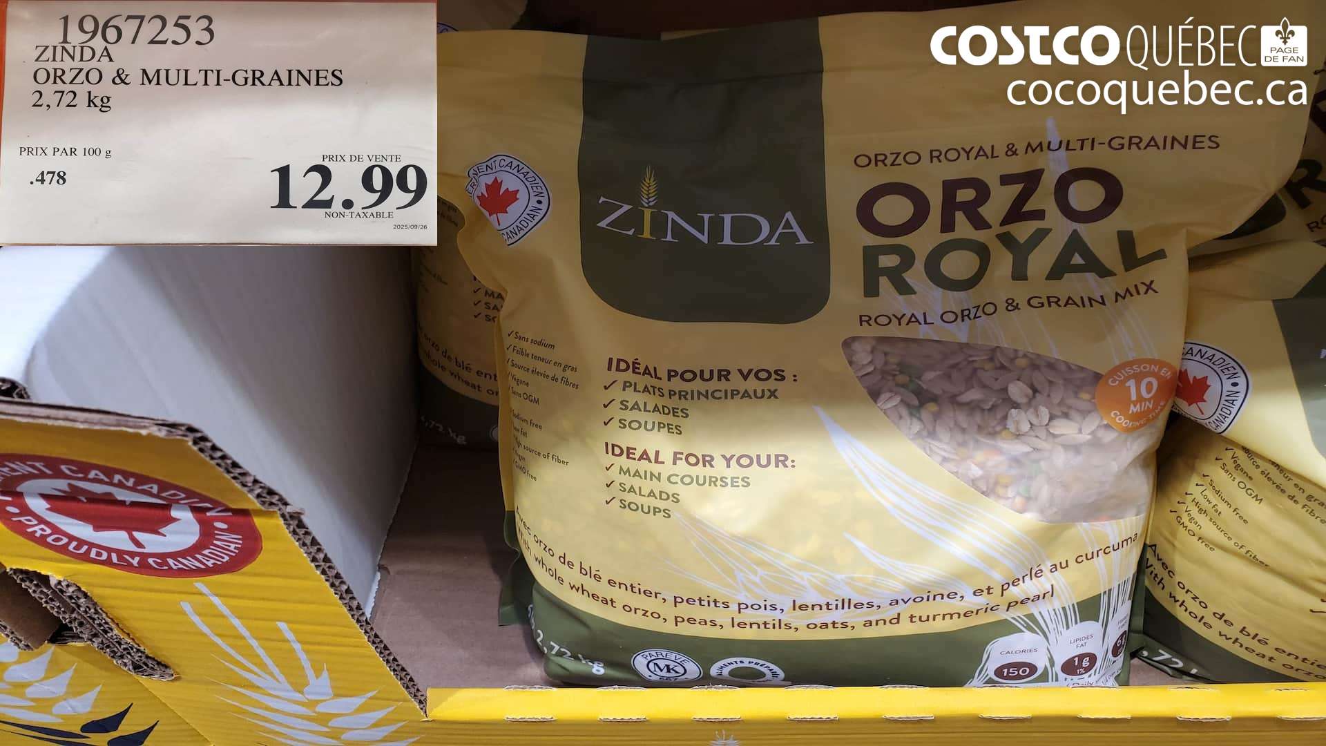 1967253 ZINDA ORZO & MULTI-GRAINES 2,72 kg $12.99