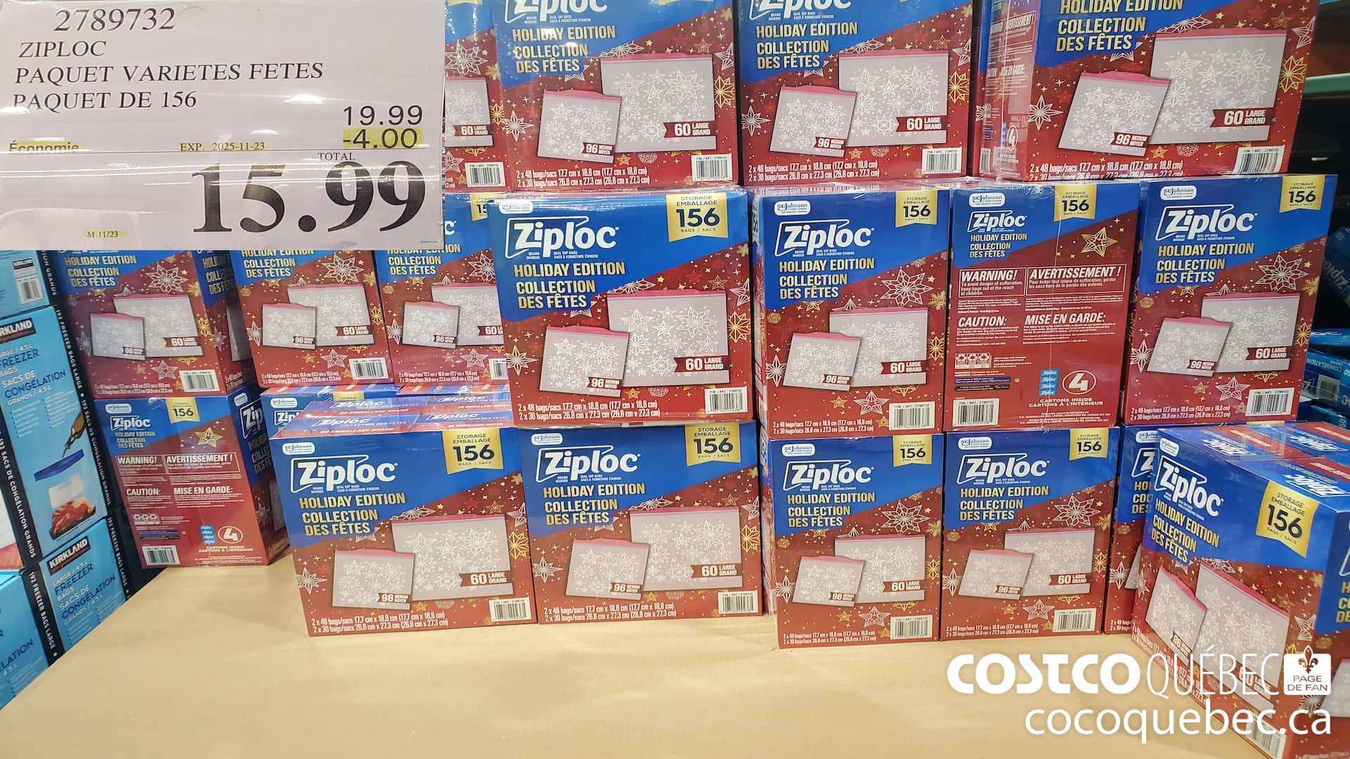 2789732 ZIPLOC PAQUET VARIETES FETES PAQUET DE 156 ($4.00 INSTANT SAVINGS EXPIRES ON 2025-11-23) $15.99