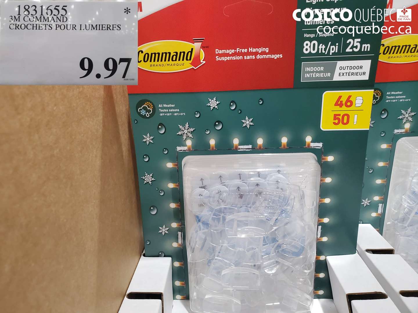 1831655 3M COMMAND CROCHETS POUR LUMIERES $9.97