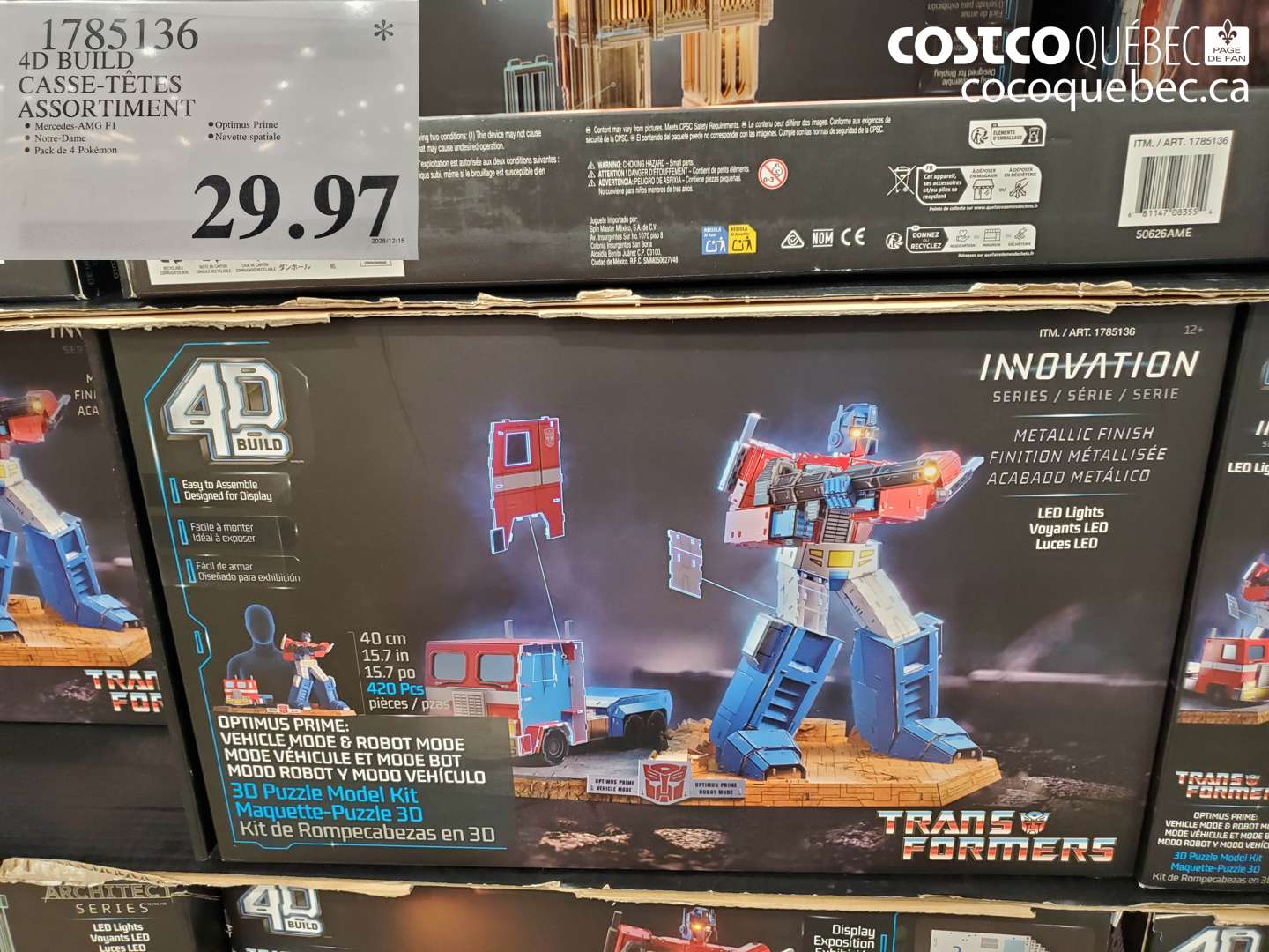 1785136 4D BUILD CASSE-TÊTES ASSORTIMENT $29.97