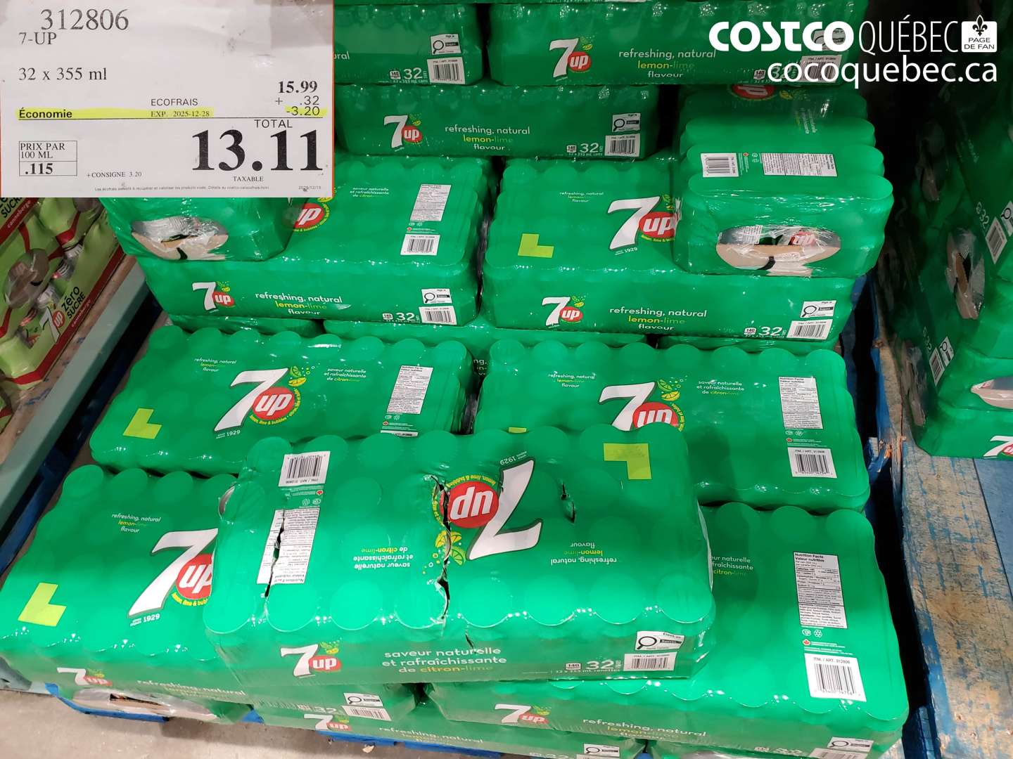 312806 7-UP 32 x 355 ml ($3.20 INSTANT SAVINGS EXPIRES ON 2025-12-28) $13.11