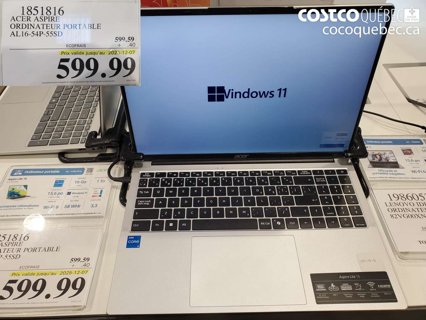 1851816 ACER ASPIRE ORDINATEUR PORTABLE  $599.99