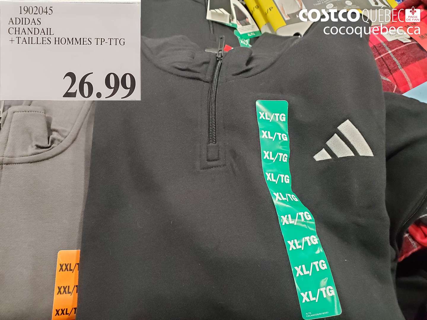 1902045 ADIDAS CHANDAIL + TAILLES HOMMES TP-TTG $26.99