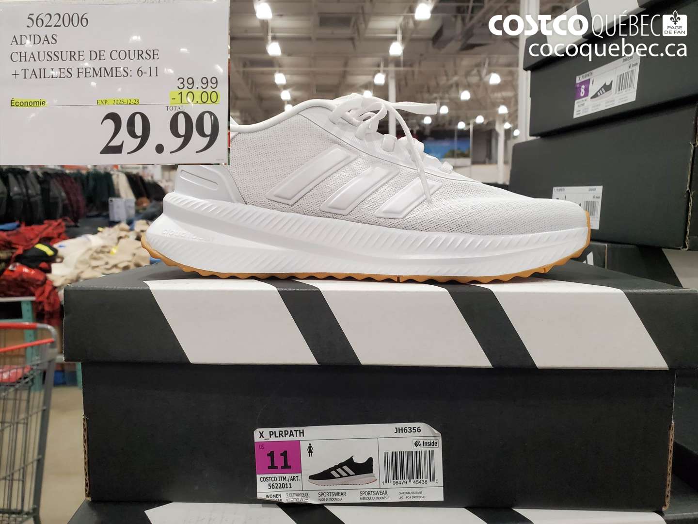 5622006 ADIDAS CHAUSSURE DE COURSE + TAILLES FEMMES: 6-11 ($10.00 INSTANT SAVINGS EXPIRES ON 2025-12-28) $29.99