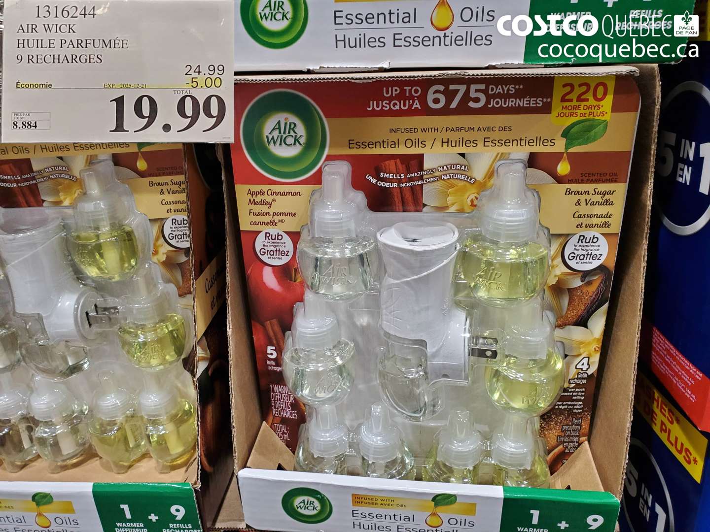 1316244 AIR WICK HUILE PARFUMÉE 9 RECHARGES ($5.00 INSTANT SAVINGS EXPIRES ON 2025-12-21) $19.99