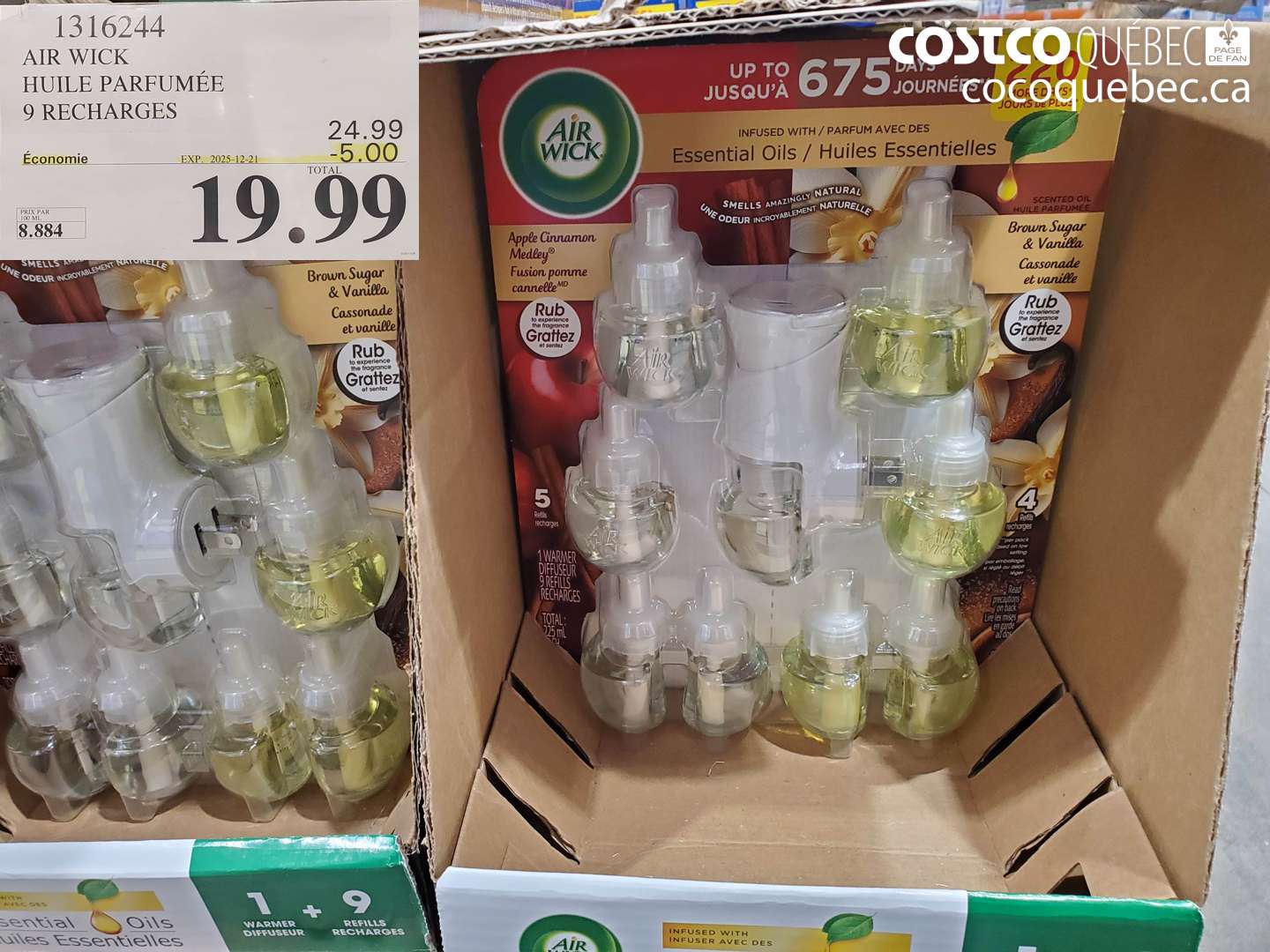 1316244 AIR WICK HUILE PARFUMÉE 9 RECHARGES ($5.00 INSTANT SAVINGS EXPIRES ON 2025-12-21) $19.99