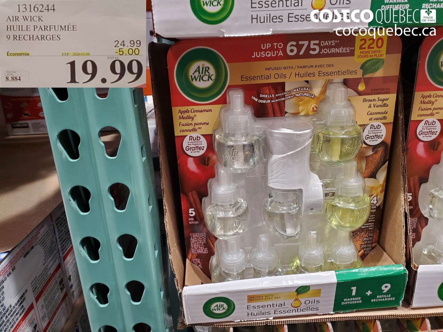 1316244 AIR WICK HUILE PARFUMÉE 9 RECHARGES ($5.00 INSTANT SAVINGS EXPIRES ON 2026-01-04) $19.99
