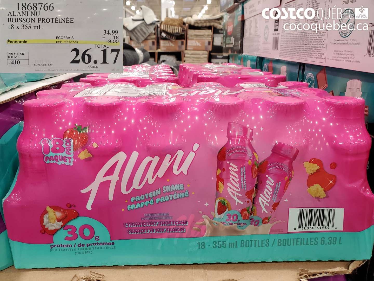 1868766 ALANI NU BOISSON PROTÉINÉE 18 x 355 mL ($9.00 INSTANT SAVINGS EXPIRES ON 2025-12-28) $26.17