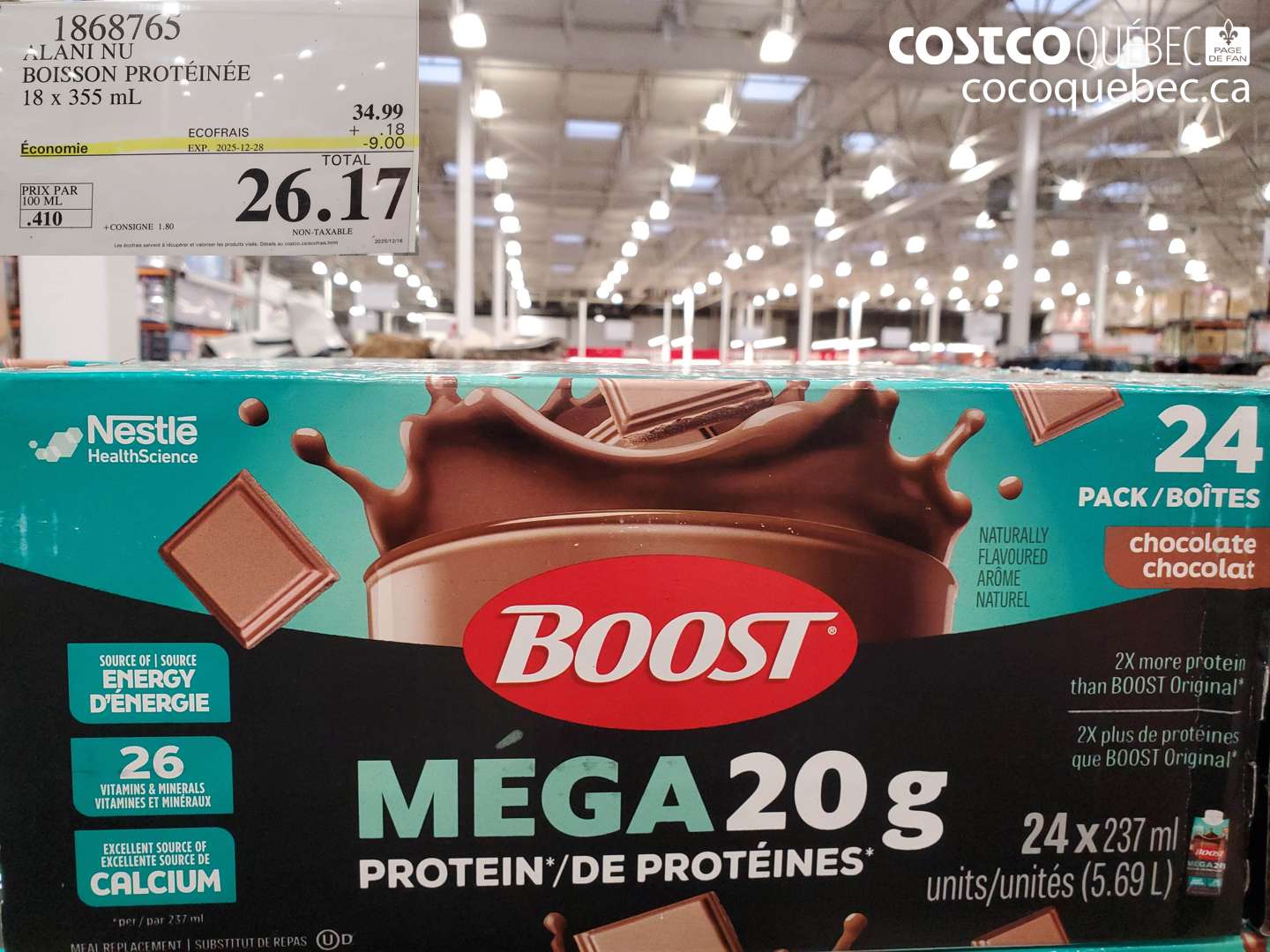 1868765 ALANI NU BOISSON PROTÉINÉE 18 x 355 mL ($9.00 INSTANT SAVINGS EXPIRES ON 2025-12-28) $26.17