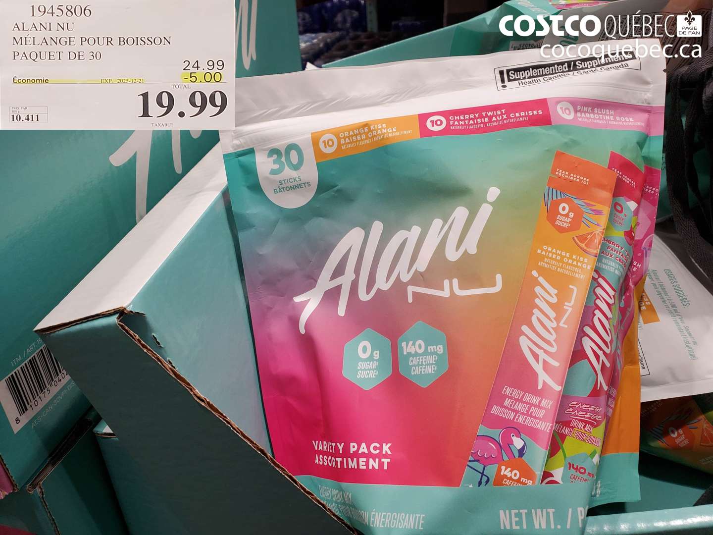 1945806 ALANI NU MÉLANGE POUR BOISSON PAQUET DE 30 ($5.00 INSTANT SAVINGS EXPIRES ON 2025-12-21) $19.99