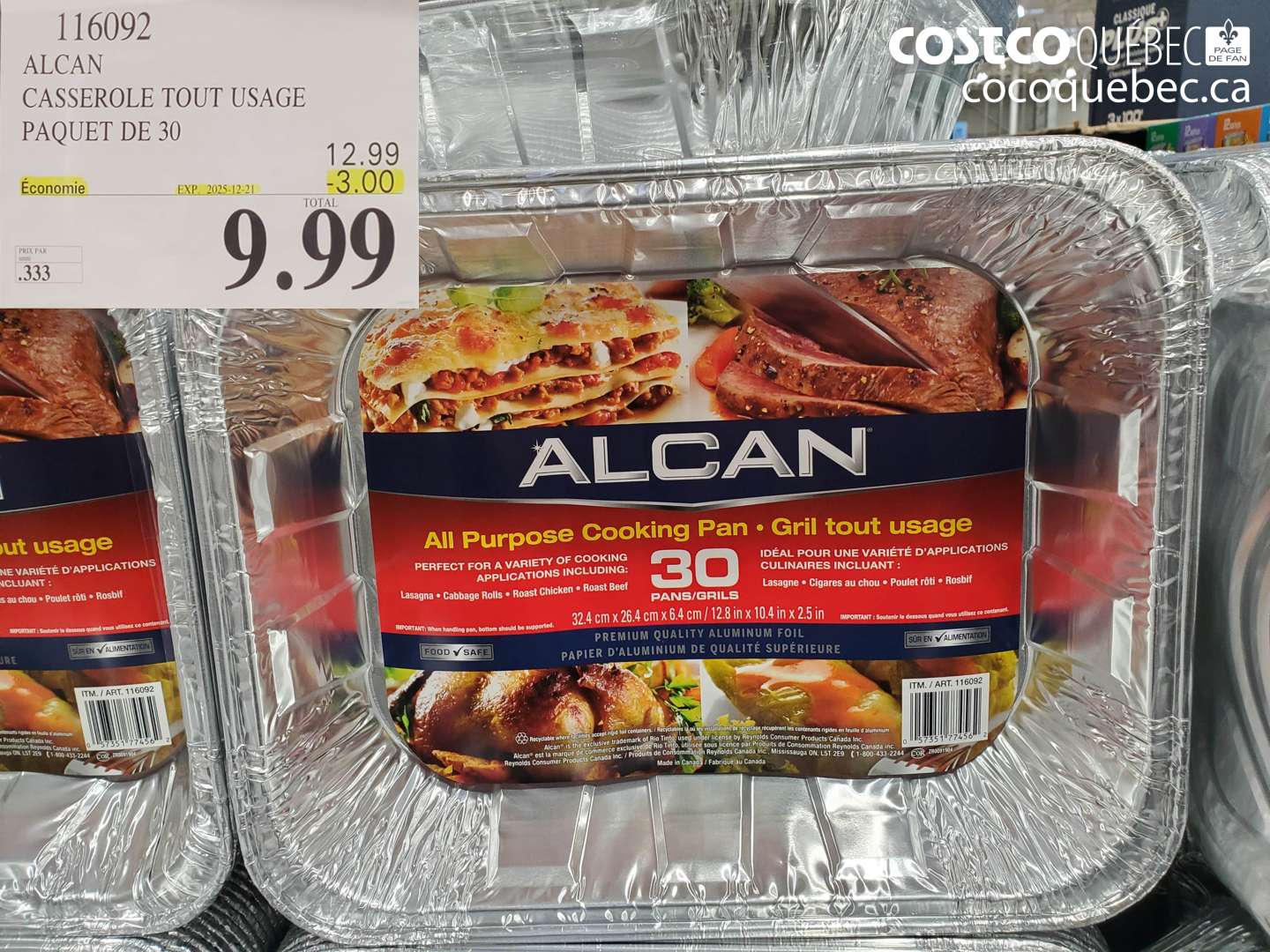 116092 ALCAN CASSEROLE TOUT USAGE PAQUET DE 30 ($3.00 INSTANT SAVINGS EXPIRES ON 2025-12-21) $9.99