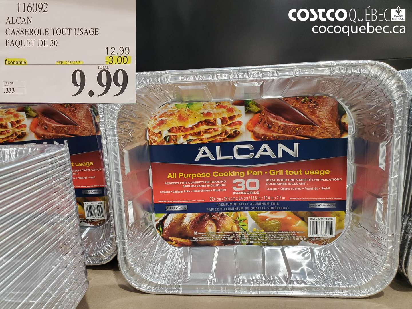 116092 ALCAN CASSEROLE TOUT USAGE PAQUET DE 30 ($3.00 INSTANT SAVINGS EXPIRES ON 2025-12-21) $9.99