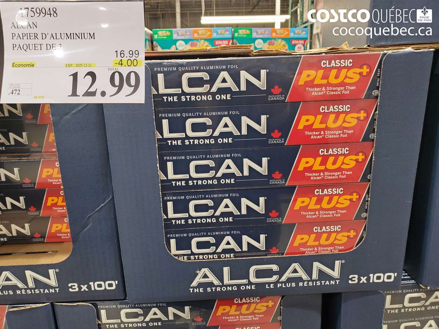 1759948 ALCAN PAPIER D'ALUMINIUM PAQUET DE 3 ($4.00 INSTANT SAVINGS EXPIRES ON 2025-12-21) $12.99
