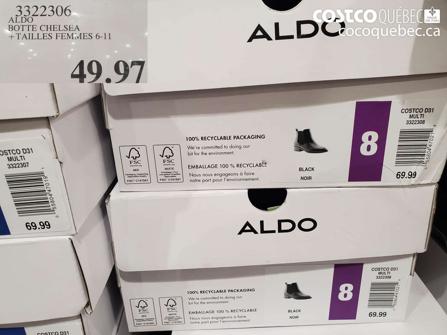 3322306 ALDO BOTTE CHELSEA + TAILLES FEMMES 6-11 $49.97