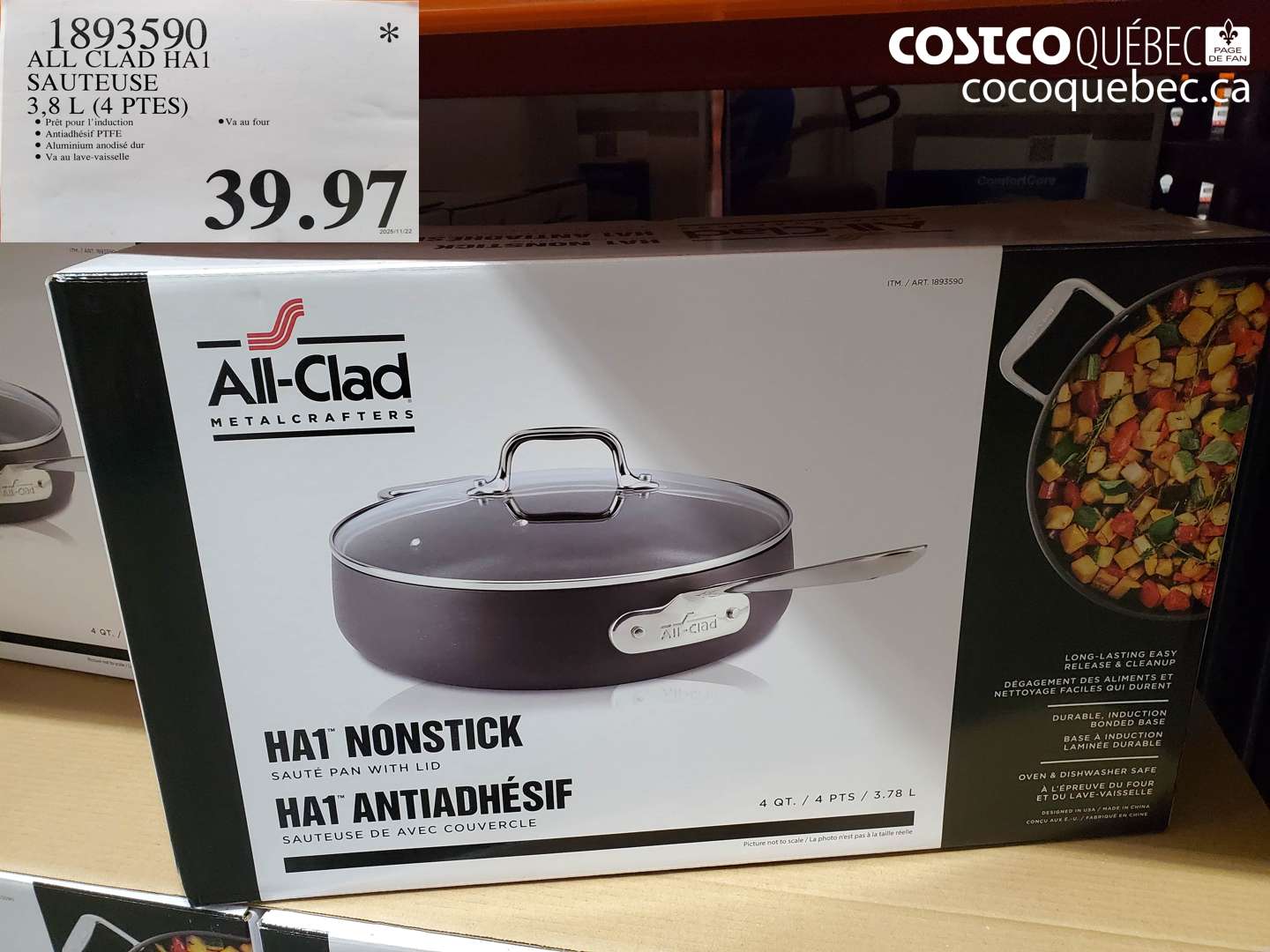 1893590 ALL CLAD HA1 SAUTEUSE 3,8 L (4 PTES) $39.97