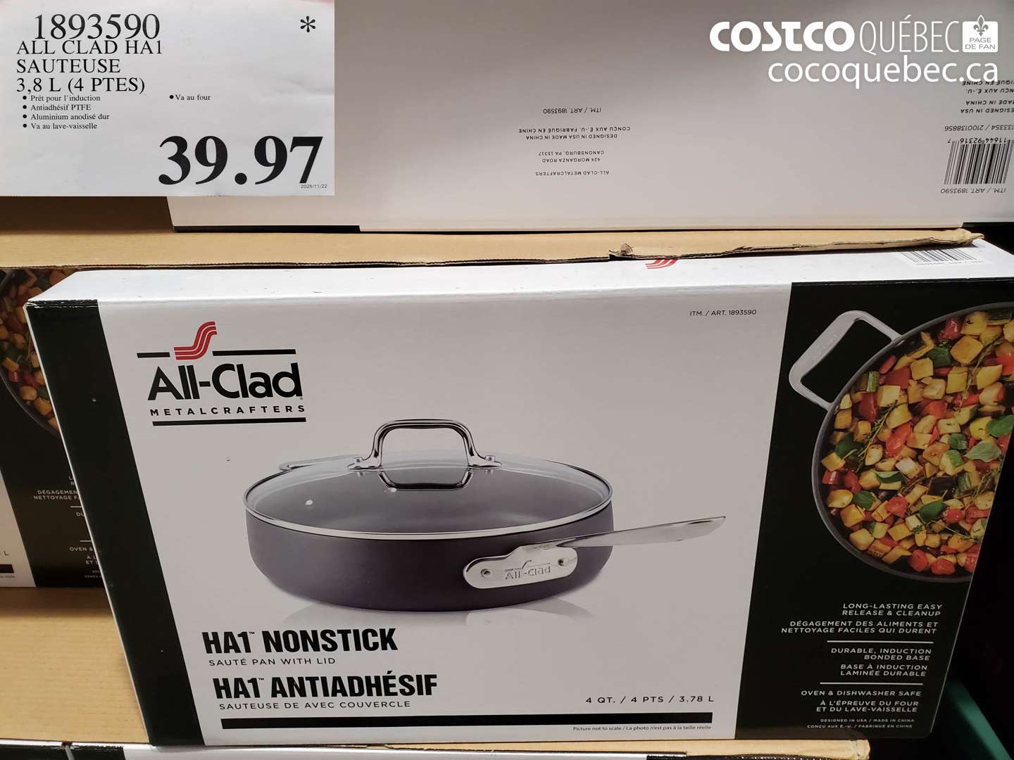 1893590 ALL CLAD HA1 SAUTEUSE 3,8 L (4 PTES) $39.97