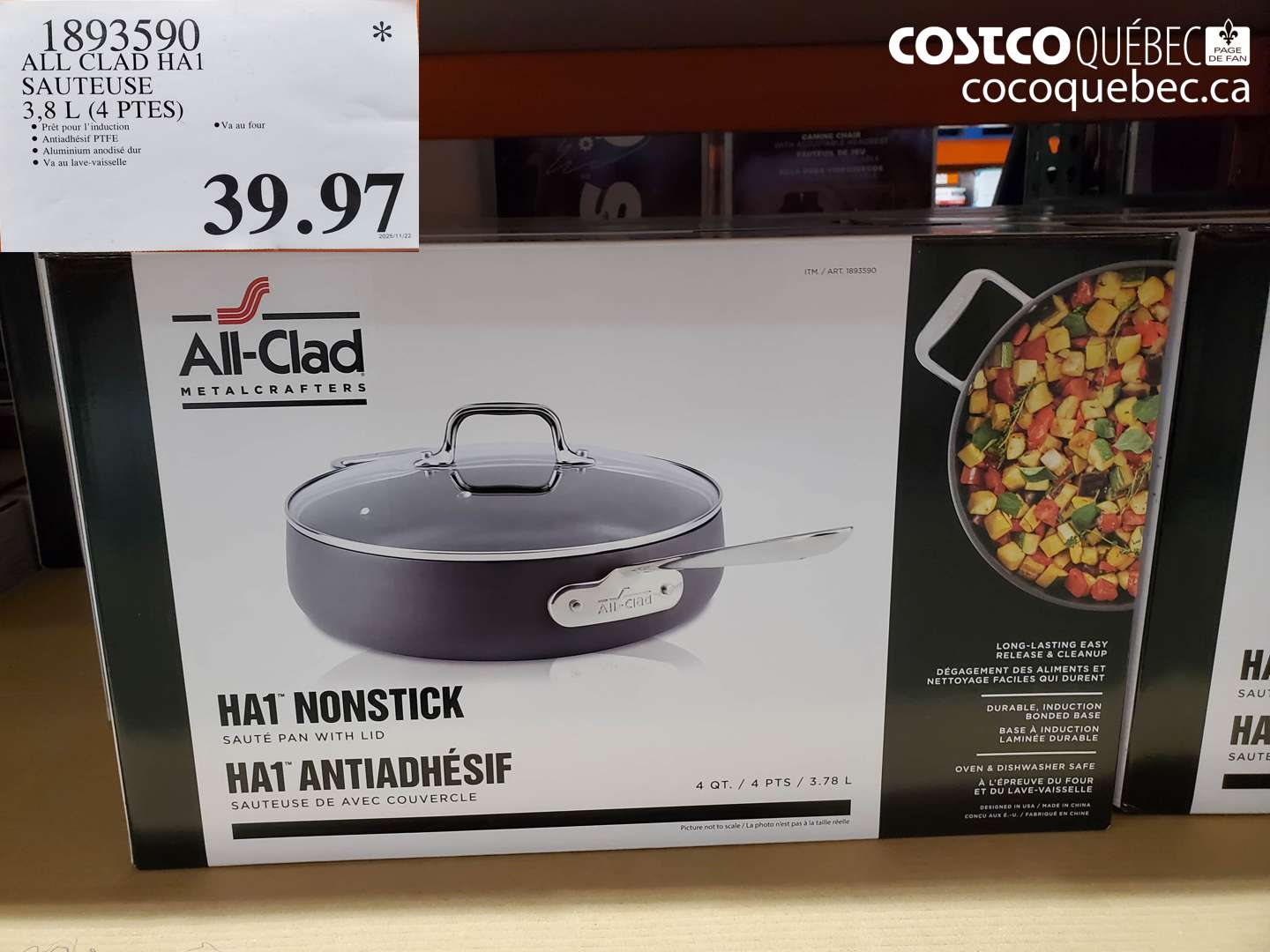 1893590 ALL CLAD HA1 SAUTEUSE 3,8 L (4 PTES) $39.97