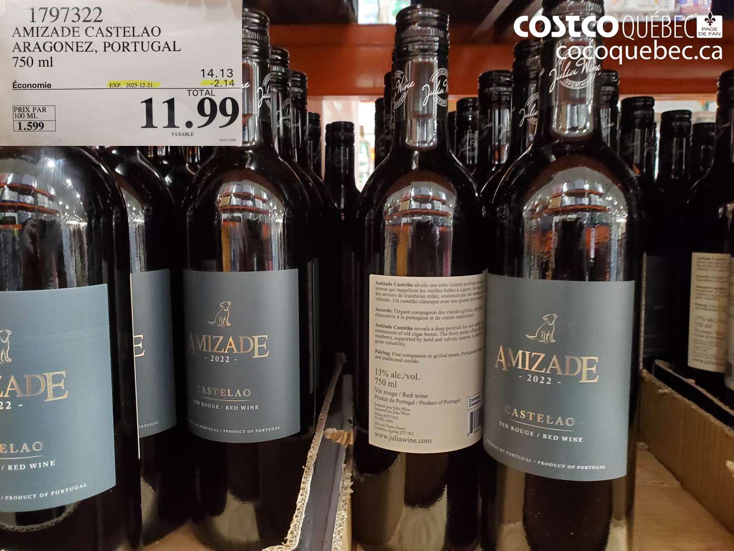 1797322 AMIZADE CASTELAO ARAGONEZ, PORTUGAL 750 ml ($2.14 INSTANT SAVINGS EXPIRES ON 2025-12-21) $11.99