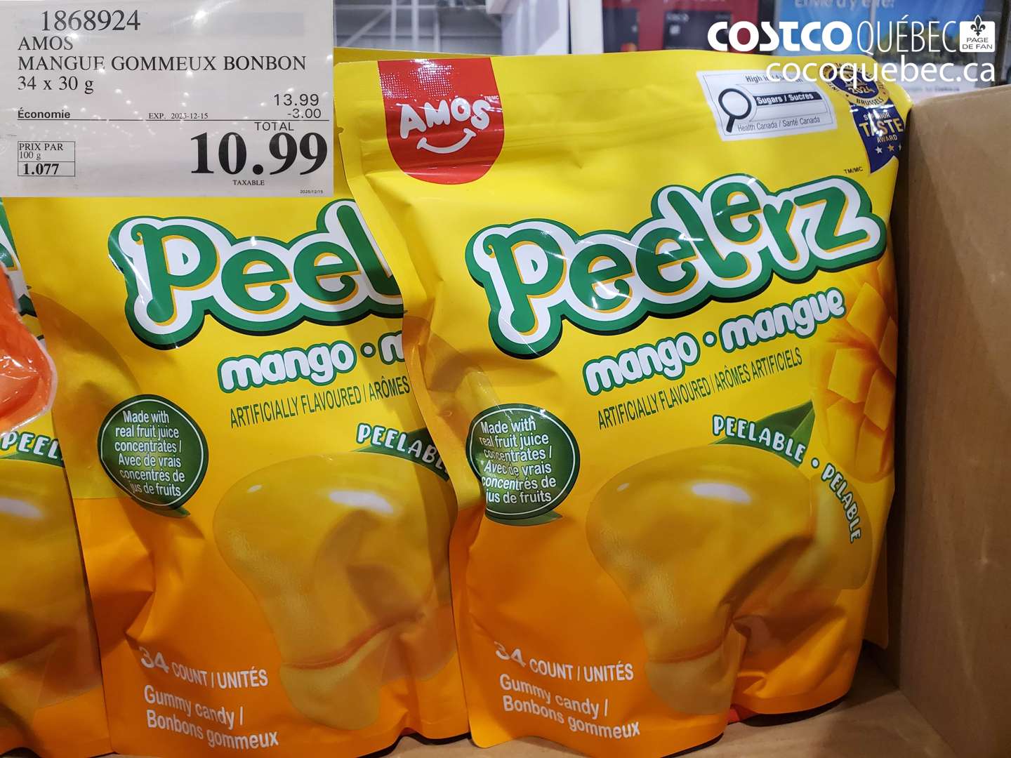 1868924 AMOS MANGUE GOMMEUX BONBON 34 x 30 g ($3.00 INSTANT SAVINGS EXPIRES ON 2025-12-15) $10.99