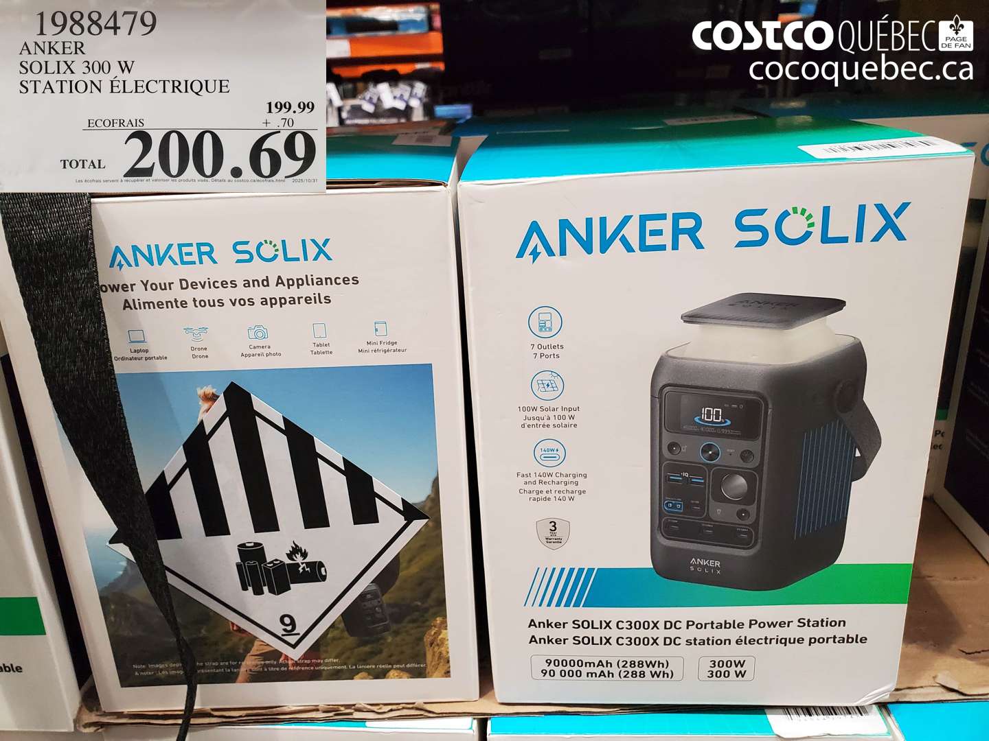 1988479 ANKER SOLIX 300 W STATION ÉLECTRIQUE $200.69