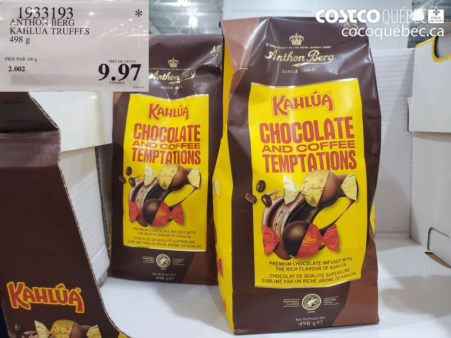 1933193 ANTHON BERG KAHLUA TRUFFES $9.97