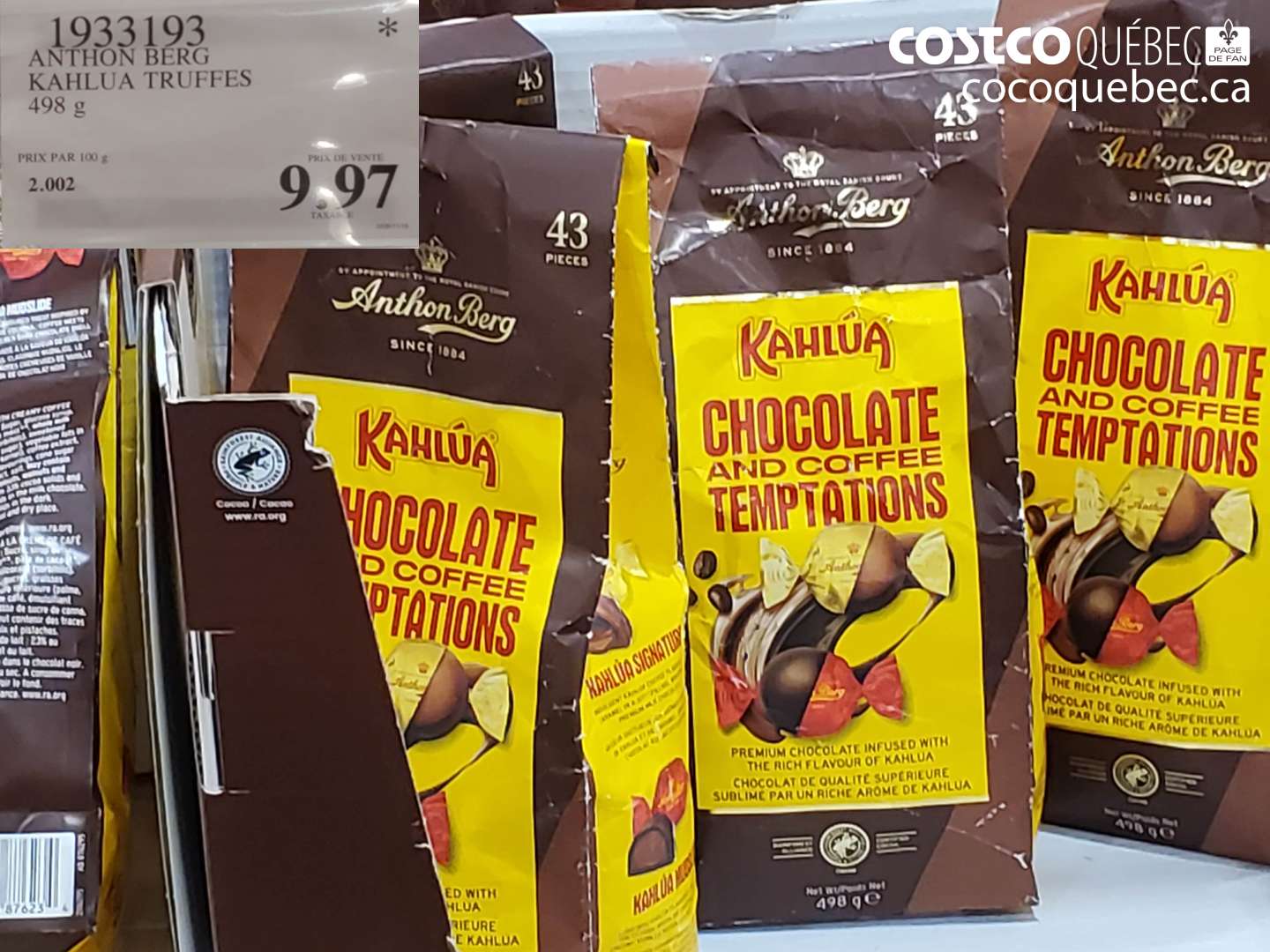 1933193 ANTHON BERG KAHLUA TRUFFES $9.97