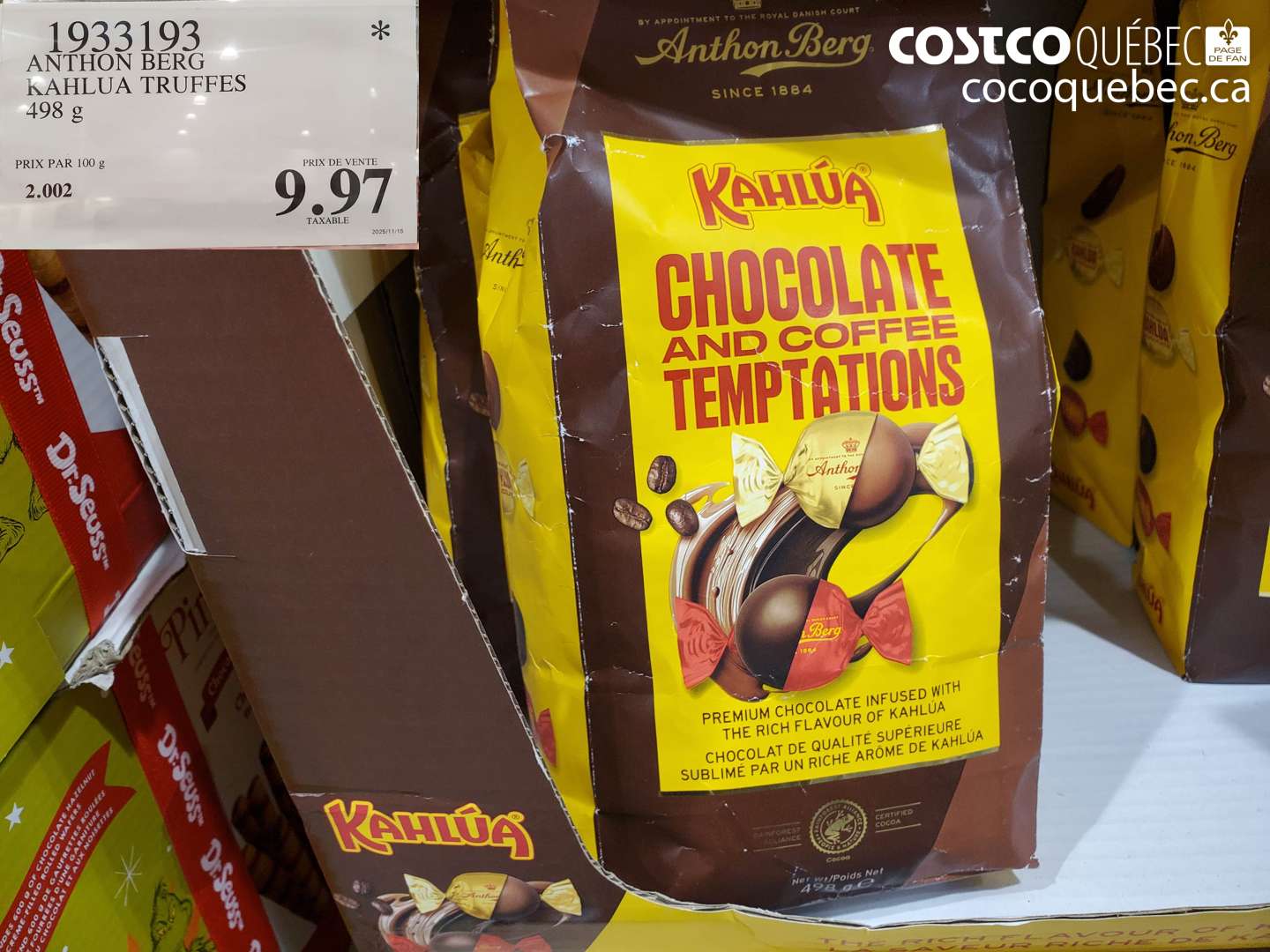 1933193 ANTHON BERG KAHLUA TRUFFES 498 g $9.97