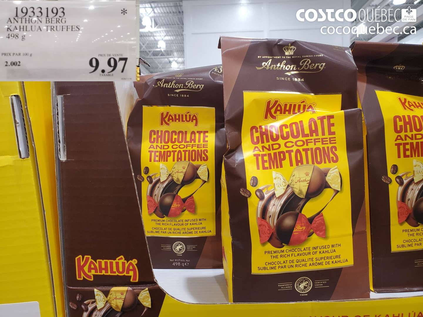 1933193 ANTHUN BERG KAHLUA TRUFFES 498G $9.97