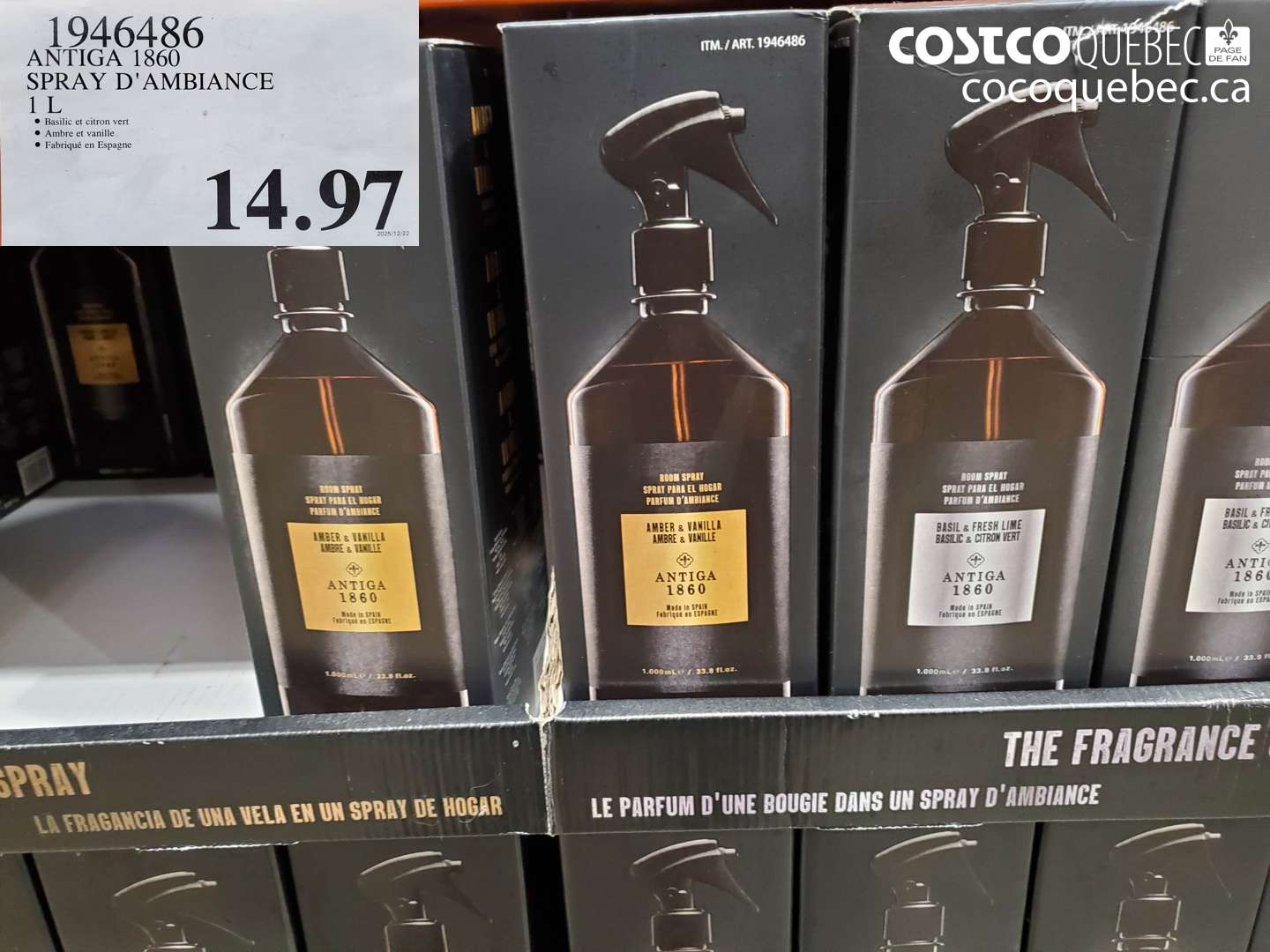 1946486 ANTIGA 1860 SPRAY D'AMBiance 1 L $14.97