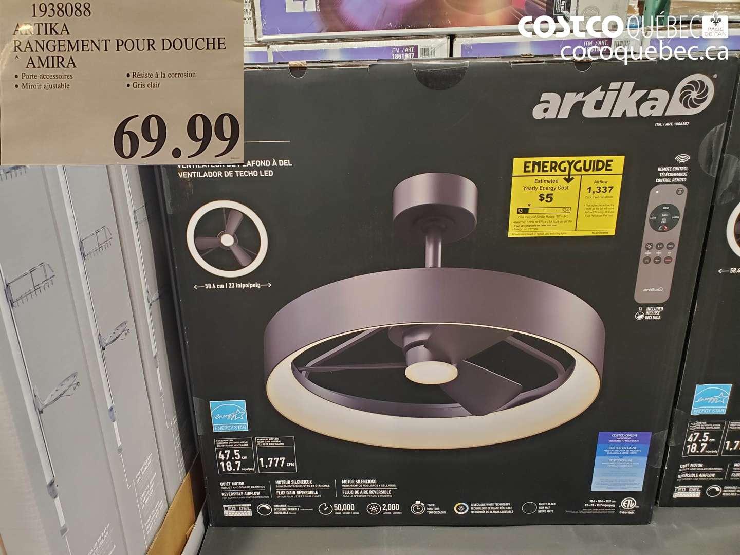 1938088 ANTIKA RANGEMENT POUR DOUCHE AMIRA $69.99